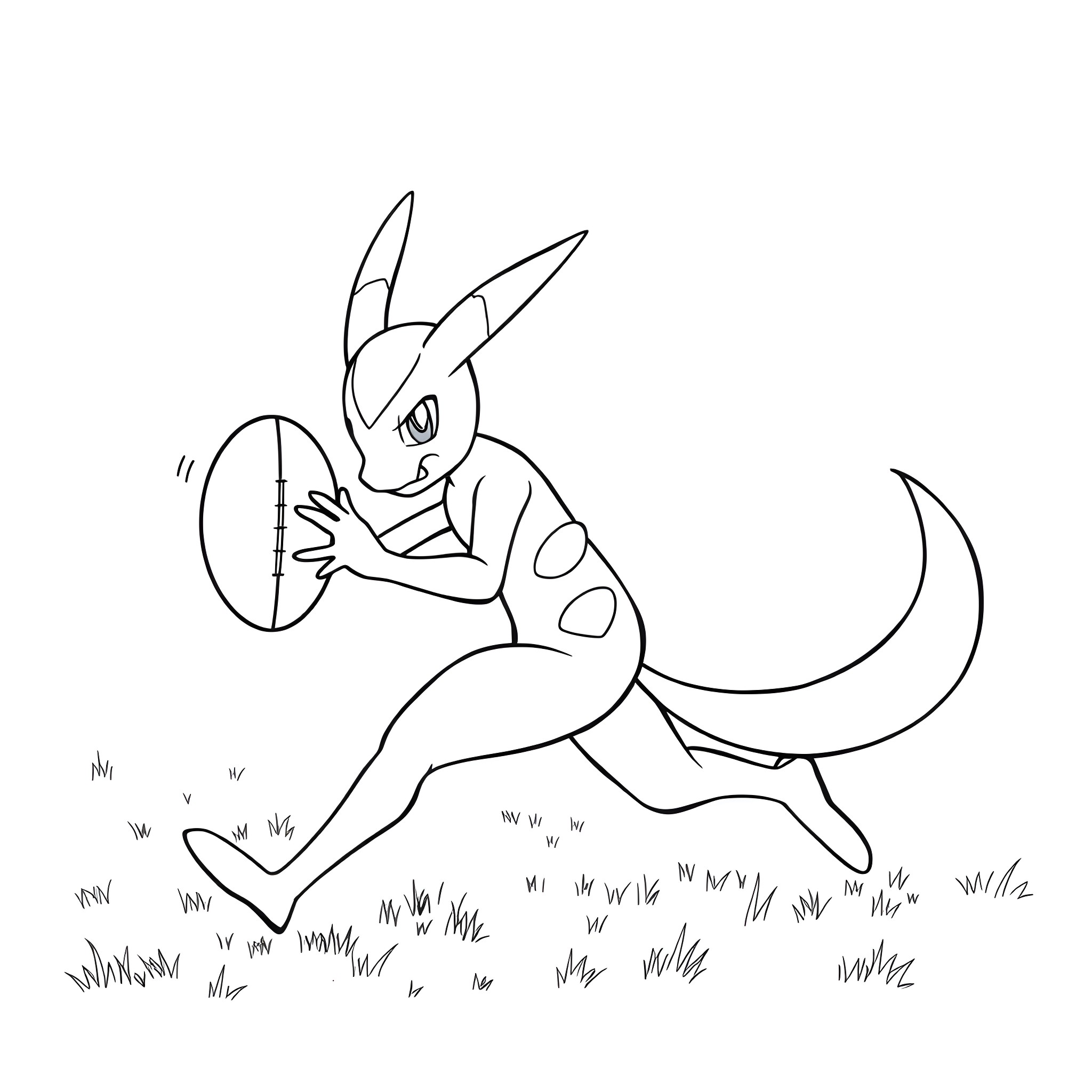 Mewtwo battling with a powerful stance in the wild Coloring Page (free black-and-white line drawing printable PDF for all, from beginners to advanced learners, including children, teens, adults, and seniors)