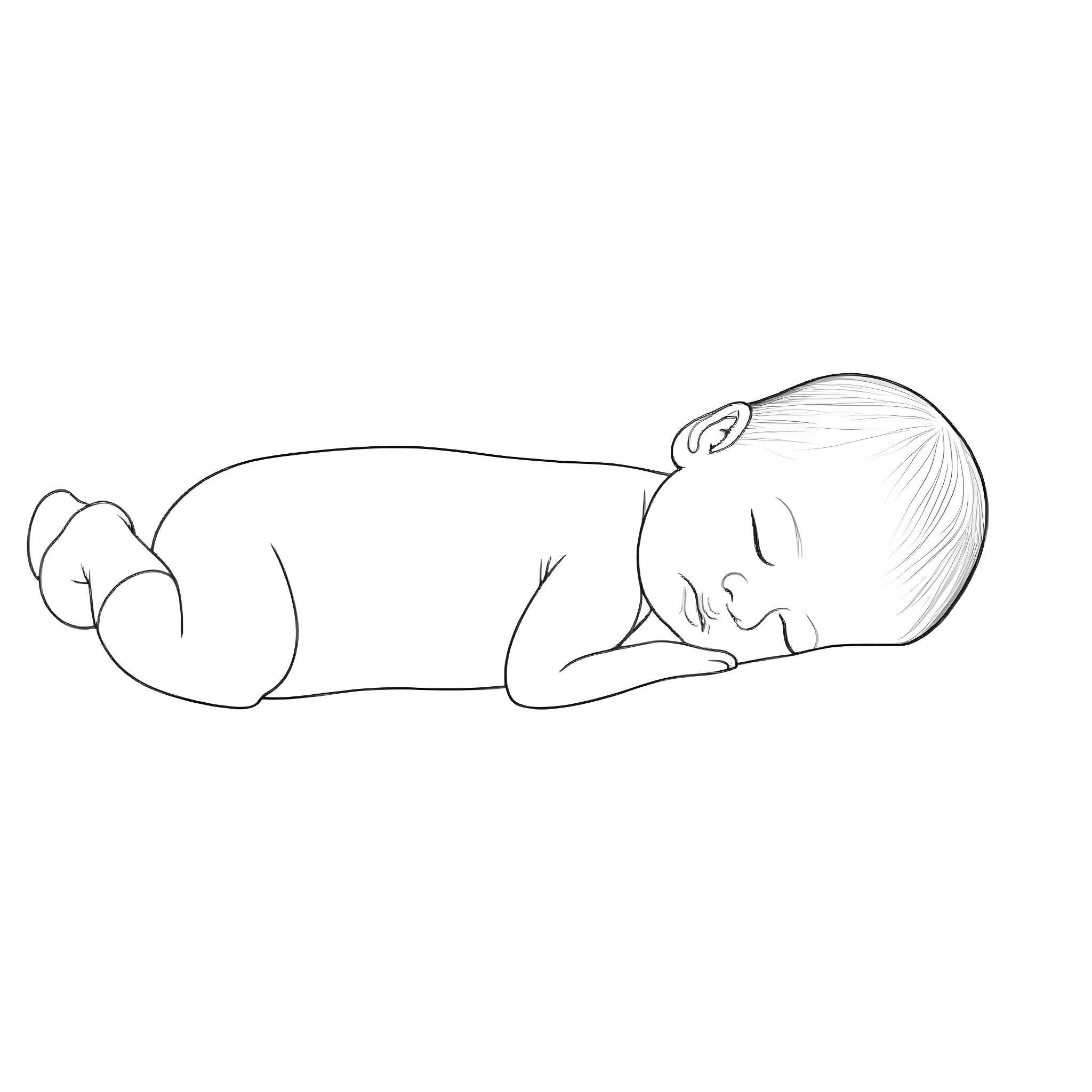 Baby sleeping peacefully Coloring Page (free black-and-white line drawing printable PDF for all, from beginners to advanced learners, including children, teens, adults, and seniors)