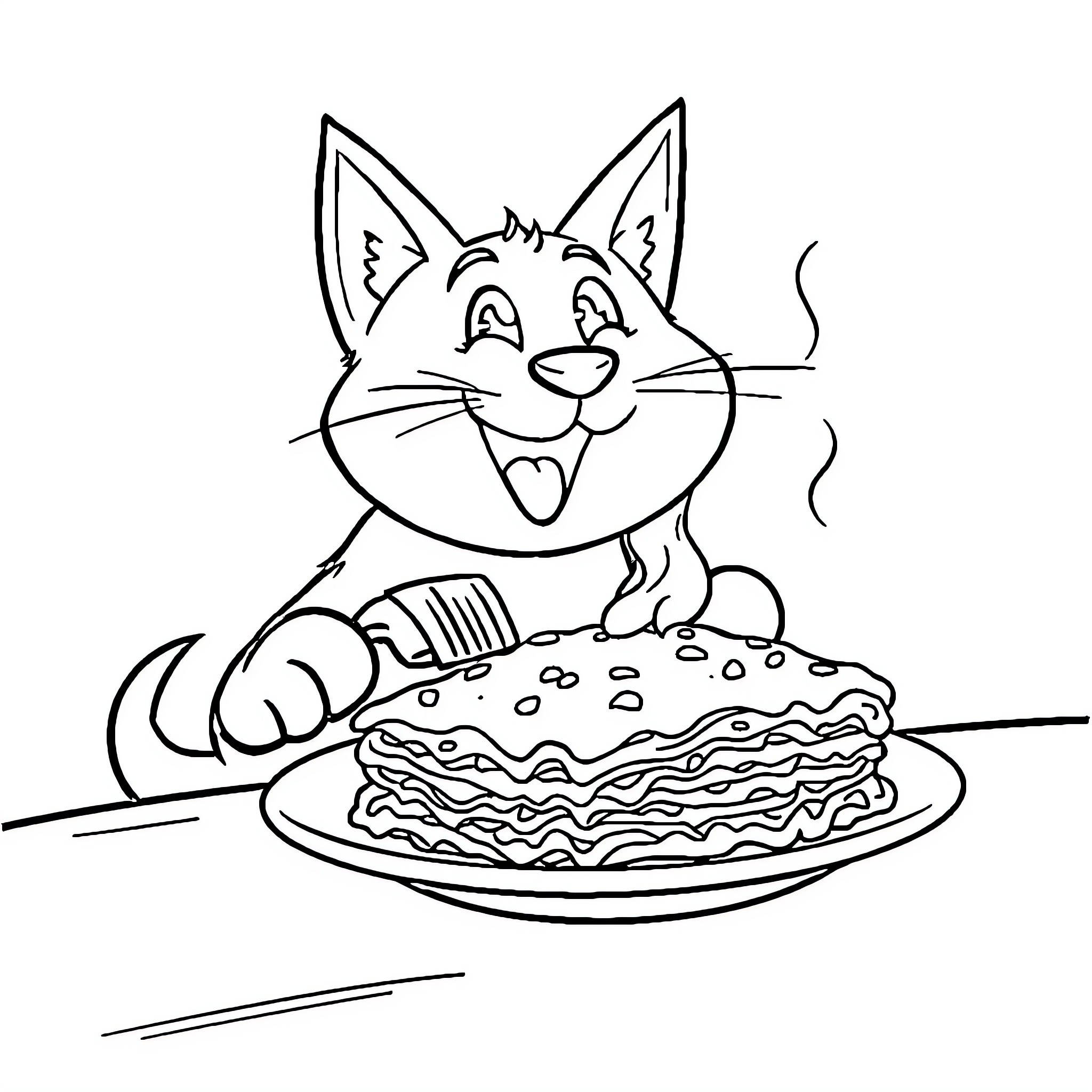 Bluey enjoying a tasty pancake breakfast Coloring Page (free black-and-white line drawing printable PDF for all, from beginners to advanced learners, including children, teens, adults, and seniors)