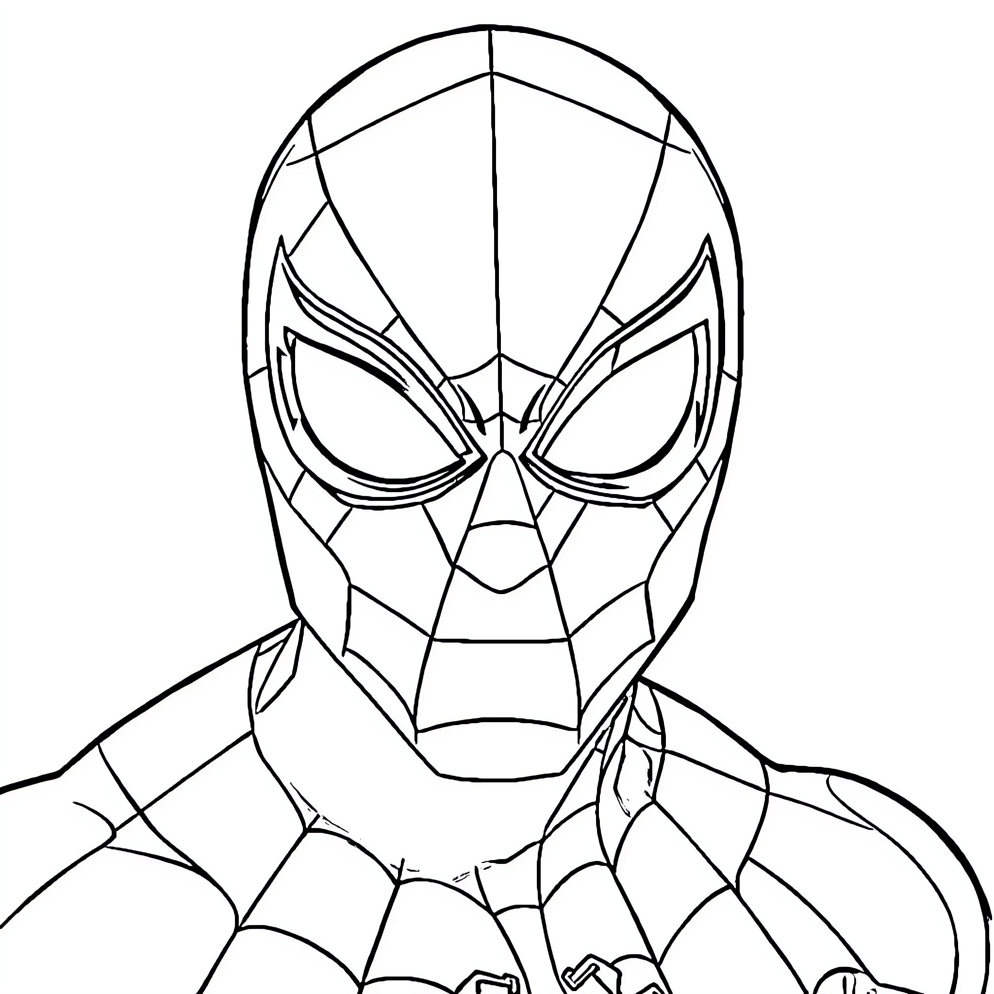 Spider-Man in heroic pose Coloring Page (free black-and-white line drawing printable PDF for all, from beginners to advanced learners, including children, teens, adults, and seniors)