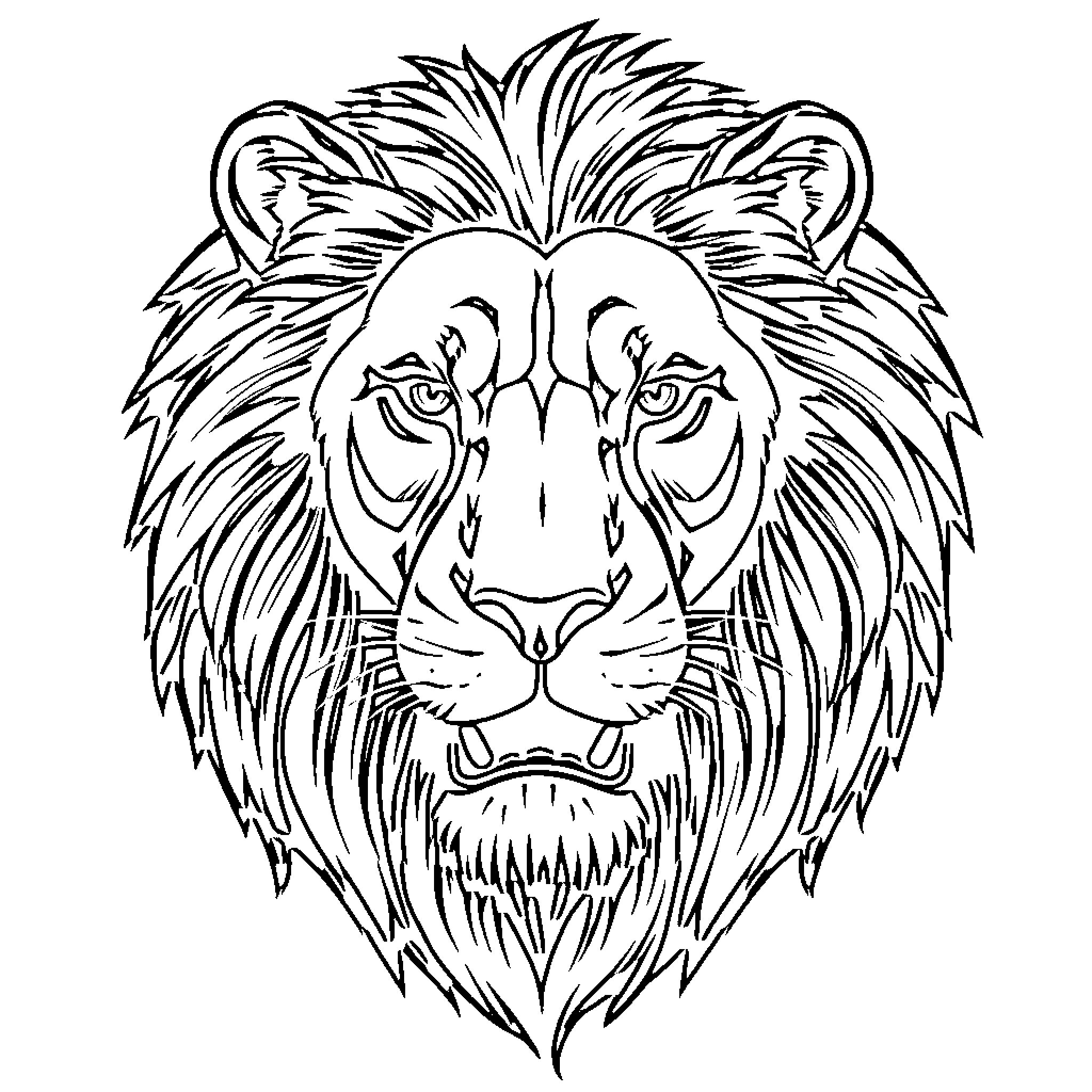 Lion Roaring with Fierce Expression Coloring Page (free black-and-white line drawing printable PDF for all, from beginners to advanced learners, including children, teens, adults, and seniors)