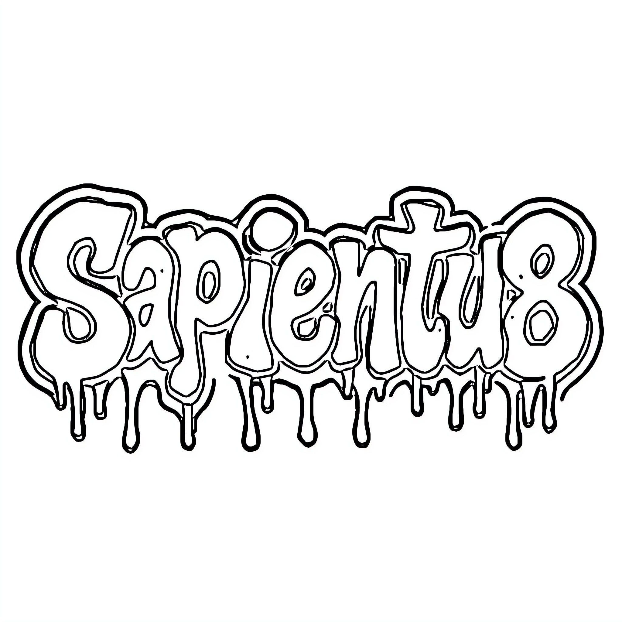 Tattoo of dripping words Coloring Page (free black-and-white line drawing printable PDF for all, from beginners to advanced learners, including children, teens, adults, and seniors)