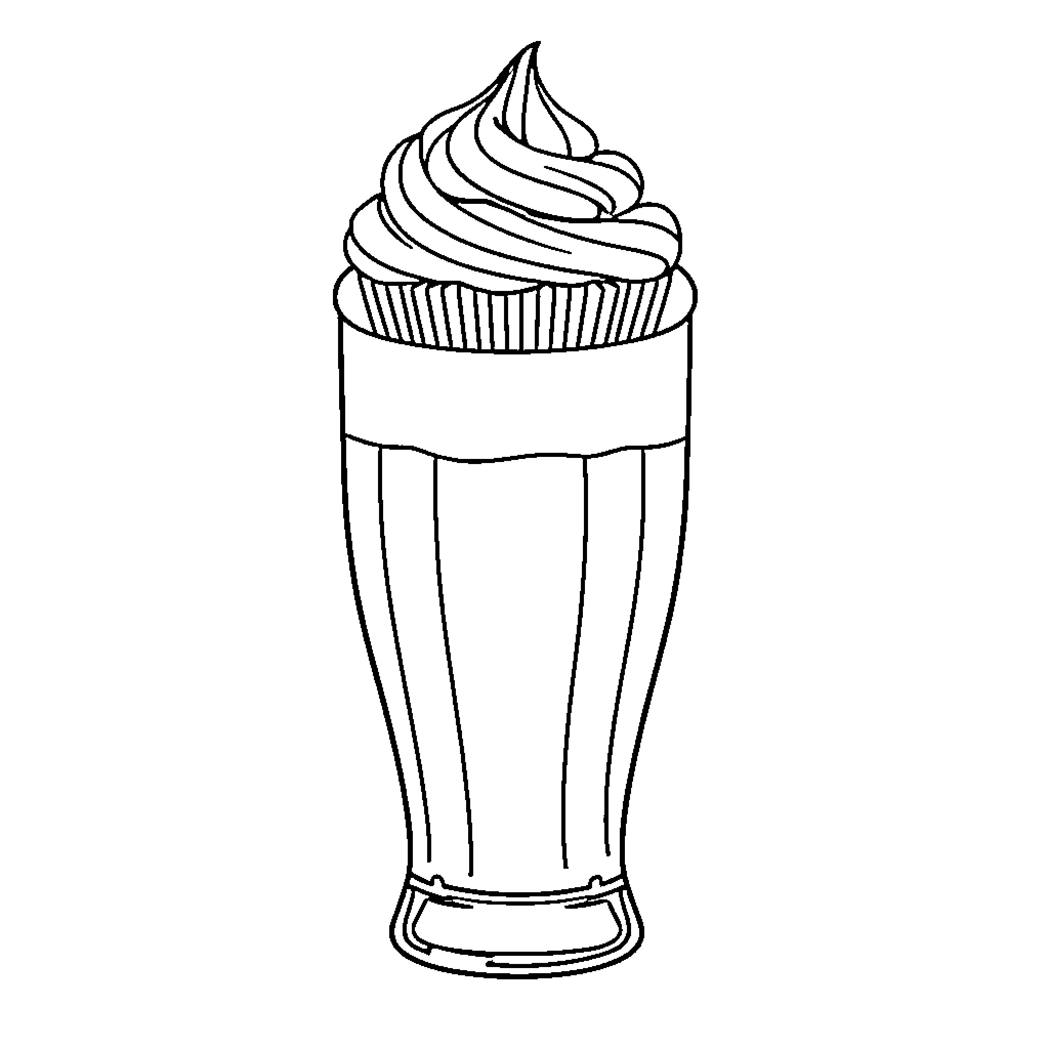 Cupcake in a tall glass Coloring Page (free black-and-white line drawing printable PDF for all, from beginners to advanced learners, including children, teens, adults, and seniors)