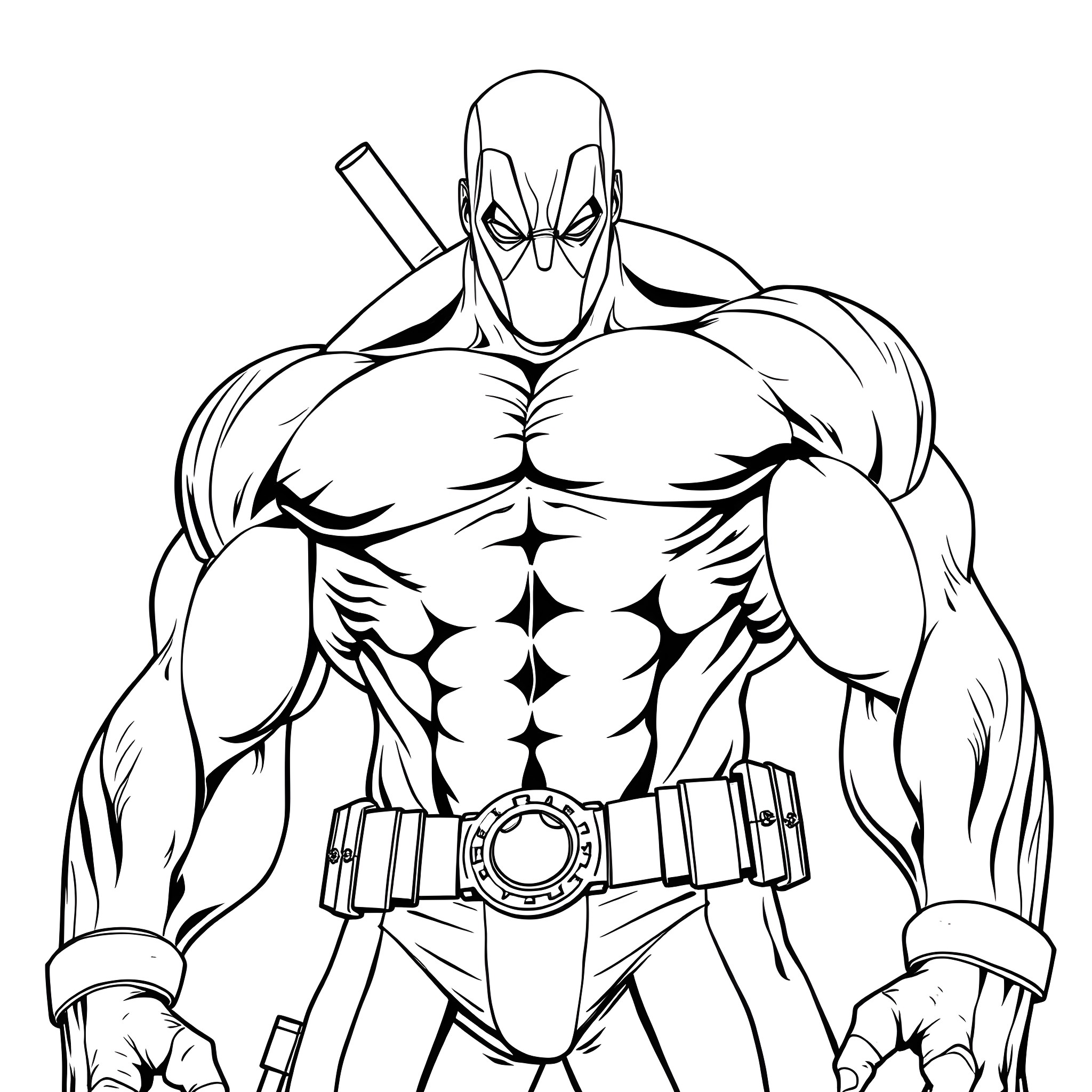 Hulk-inspired muscular superhero in action pose Coloring Page (free black-and-white line drawing printable PDF for all, from beginners to advanced learners, including children, teens, adults, and seniors)