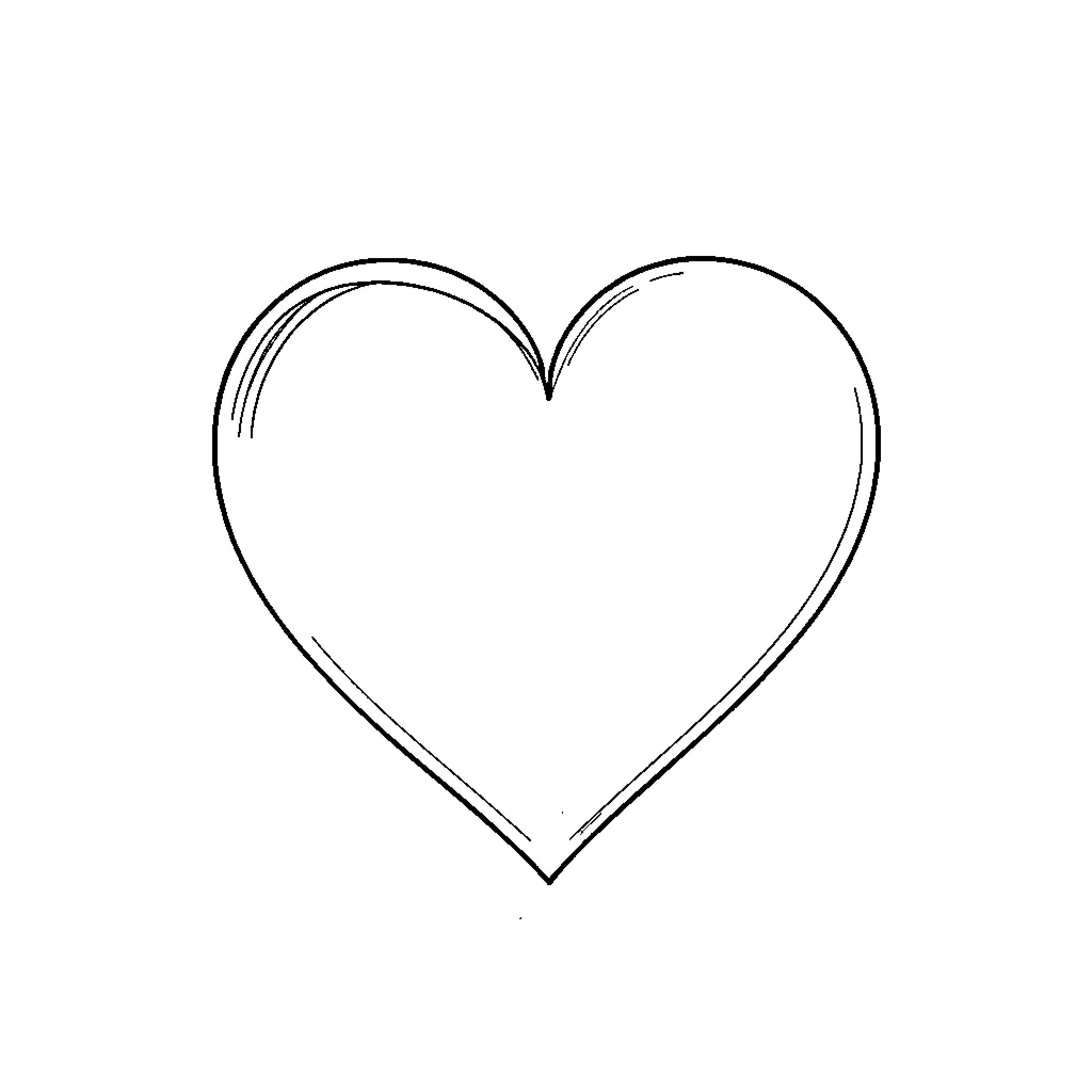 Heart Outline with Sweeping Curves Coloring Page (free black-and-white line drawing printable PDF for all, from beginners to advanced learners, including children, teens, adults, and seniors)