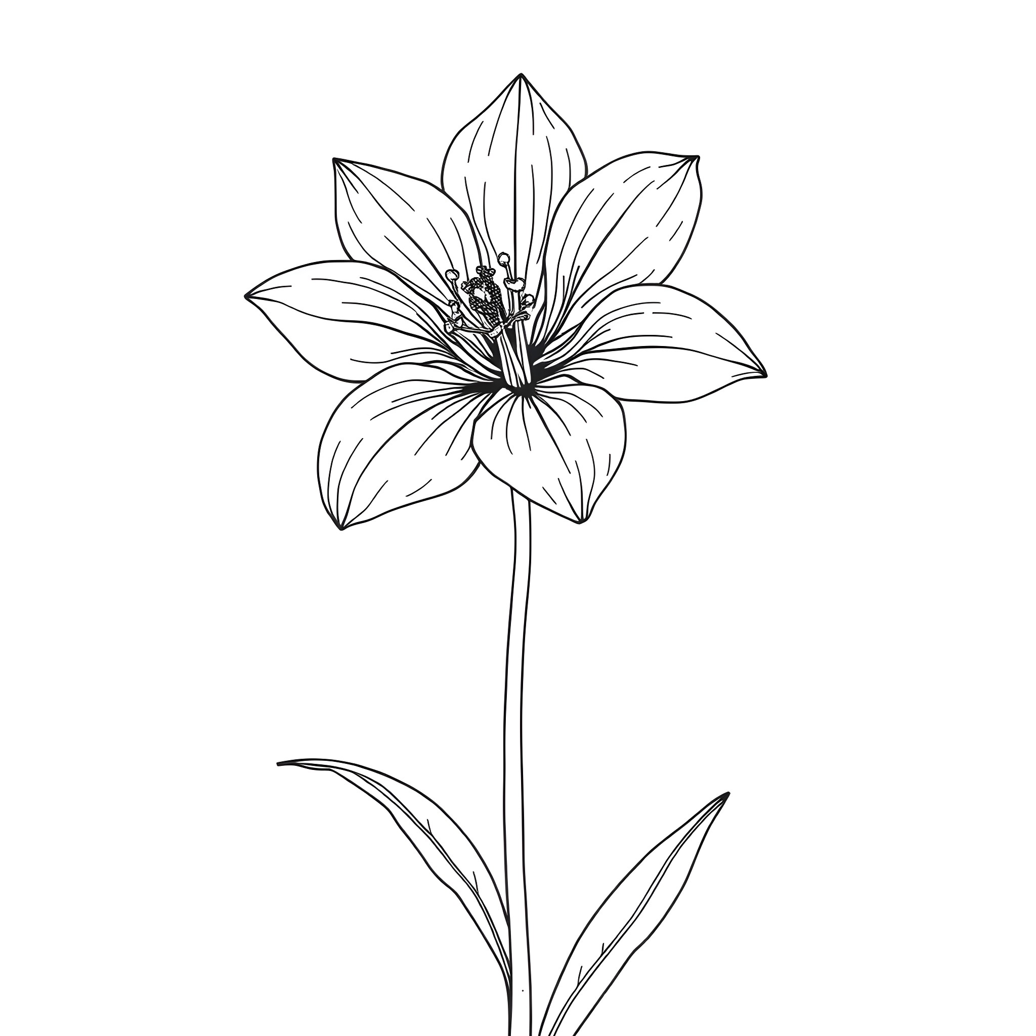 Saffron Flower with Delicate Petals Coloring Page (free black-and-white line drawing printable PDF for all, from beginners to advanced learners, including children, teens, adults, and seniors)