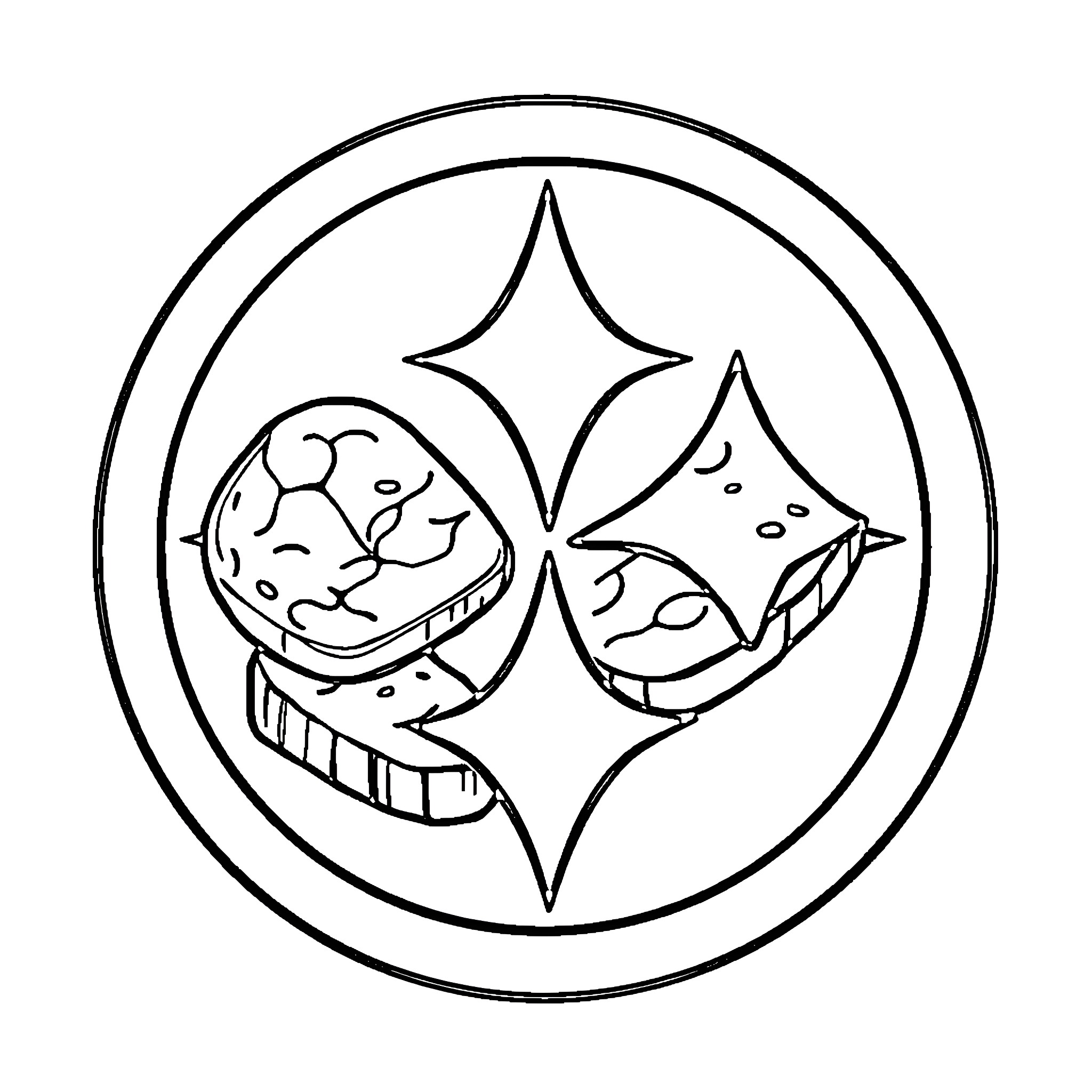 Pittsburgh Steelers abstract logo design Coloring Page (free black-and-white line drawing printable PDF for all, from beginners to advanced learners, including children, teens, adults, and seniors)