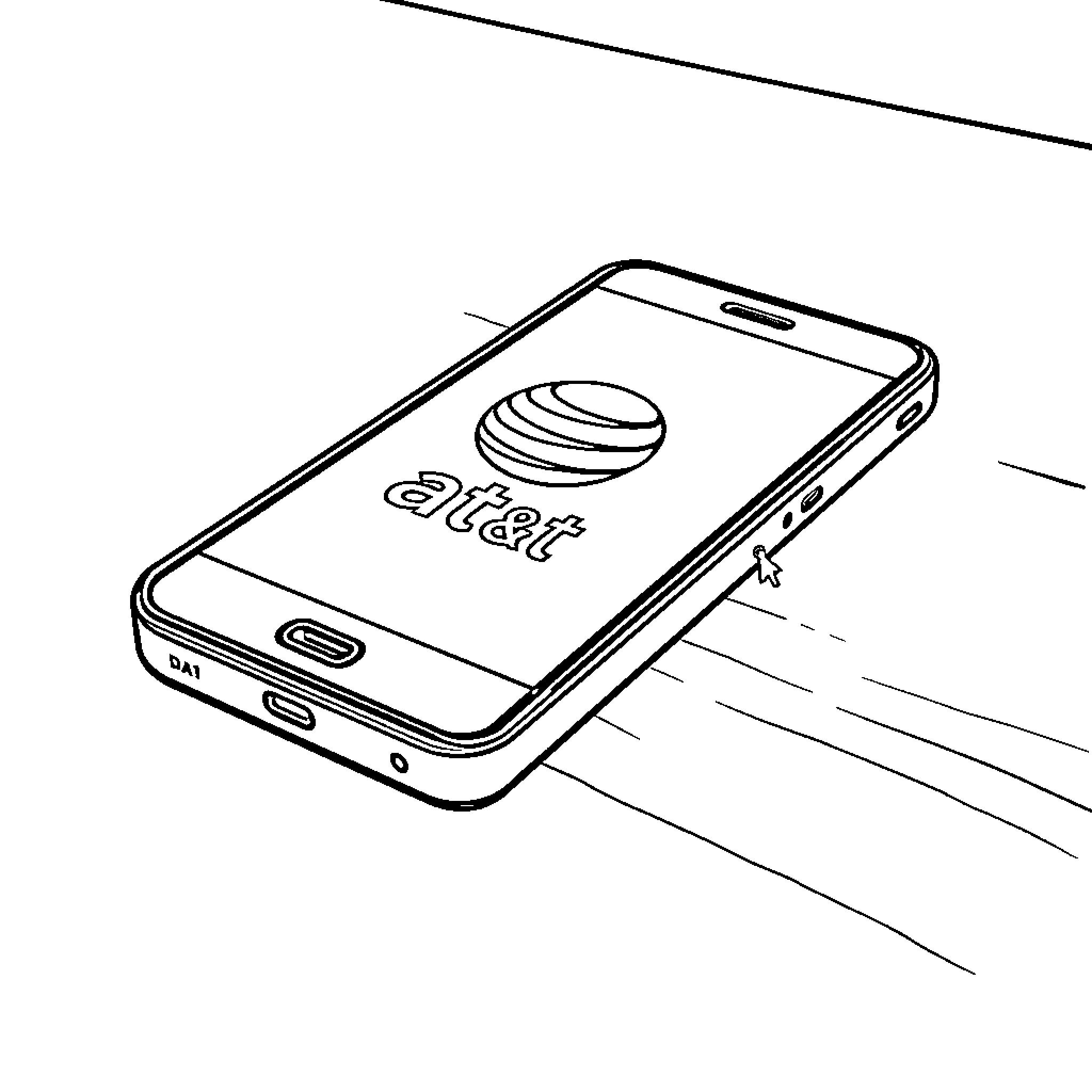 Phone displaying Atari logo Coloring Page (free black-and-white line drawing printable PDF for all, from beginners to advanced learners, including children, teens, adults, and seniors)