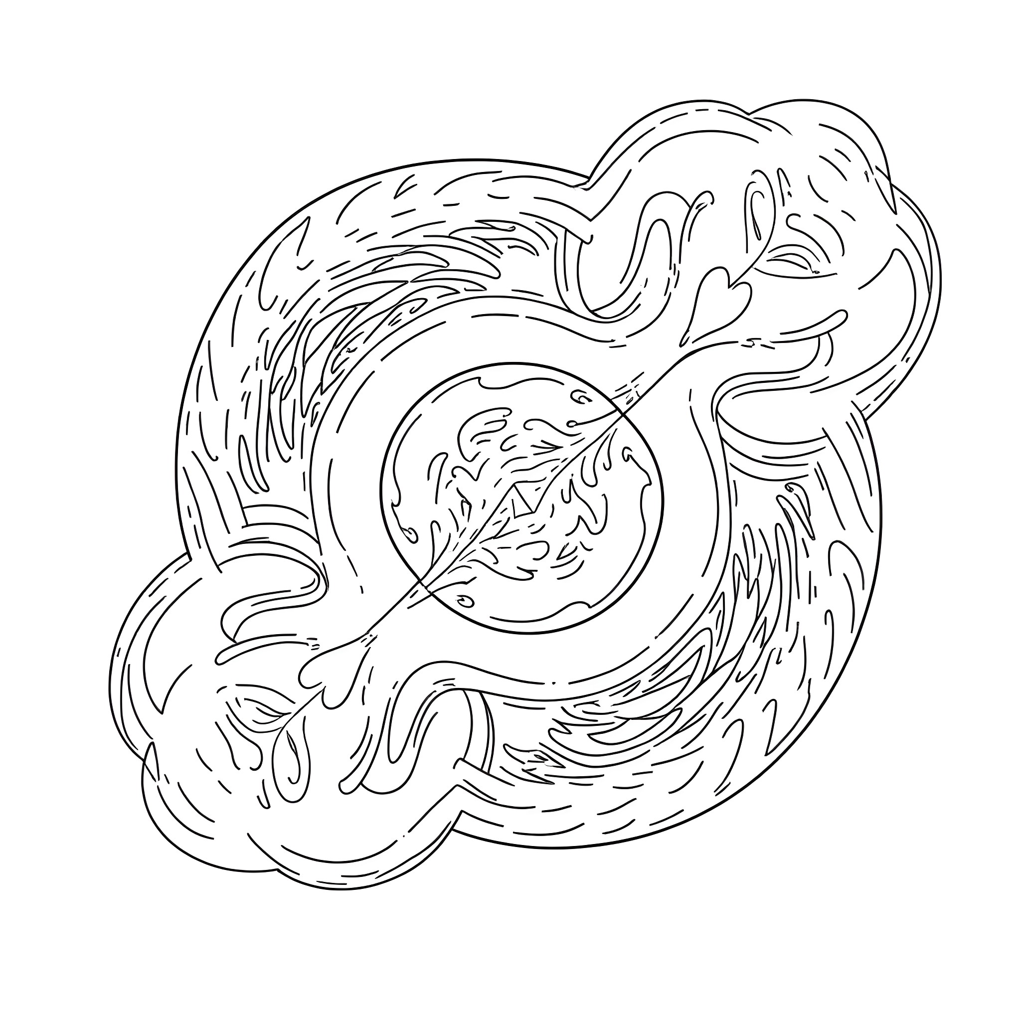 Fractal abstract pattern with organic shapes Coloring Page (free black-and-white line drawing printable PDF for all, from beginners to advanced learners, including children, teens, adults, and seniors)