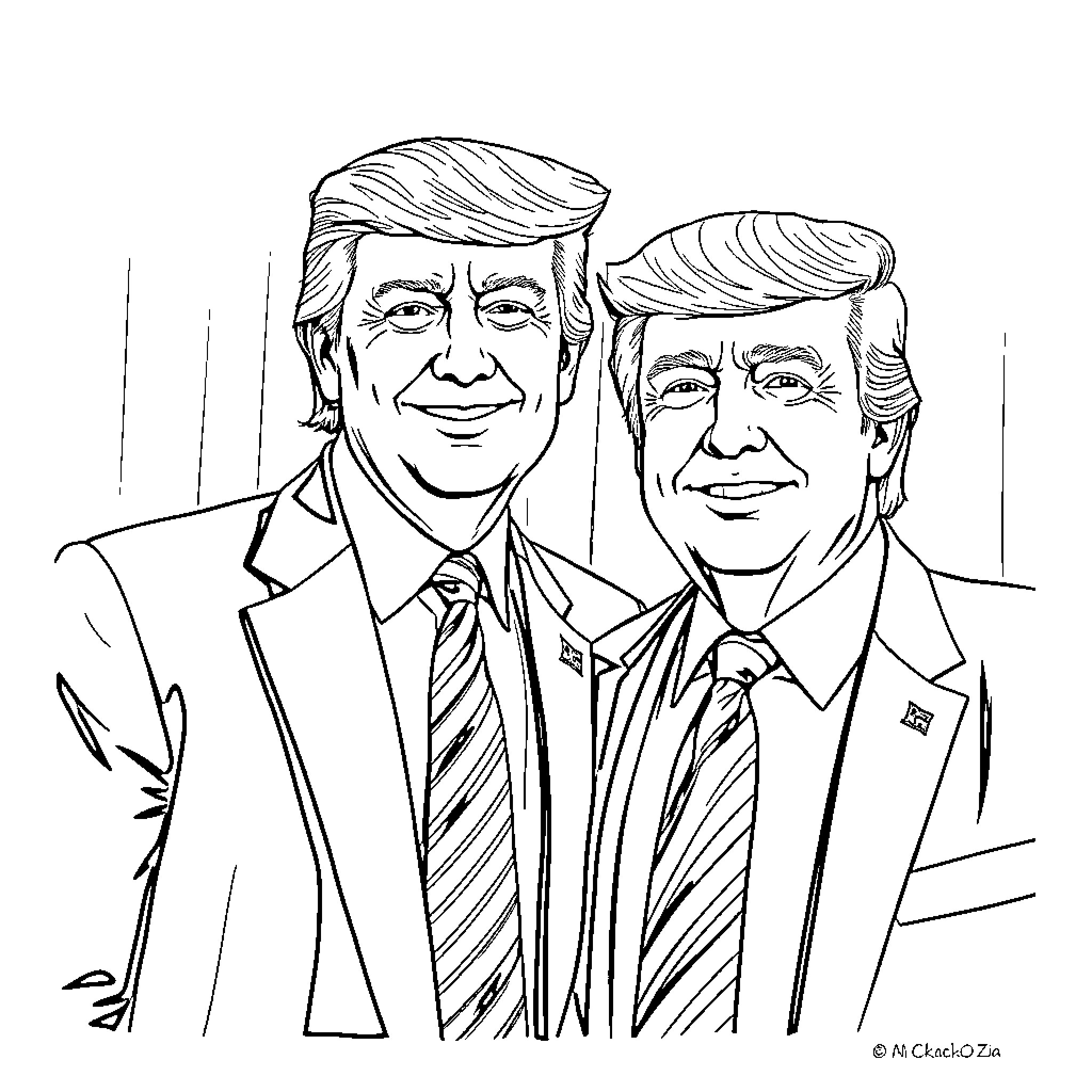 Jim Eisenreich Portrays Businessmen in Formal Attire Coloring Page (free black-and-white line drawing printable PDF for all, from beginners to advanced learners, including children, teens, adults, and seniors)