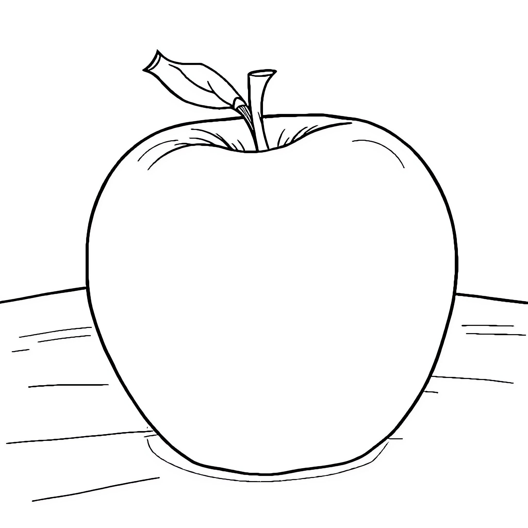 Apple outlined on a simple background Coloring Page (free black-and-white line drawing printable PDF for all, from beginners to advanced learners, including children, teens, adults, and seniors)