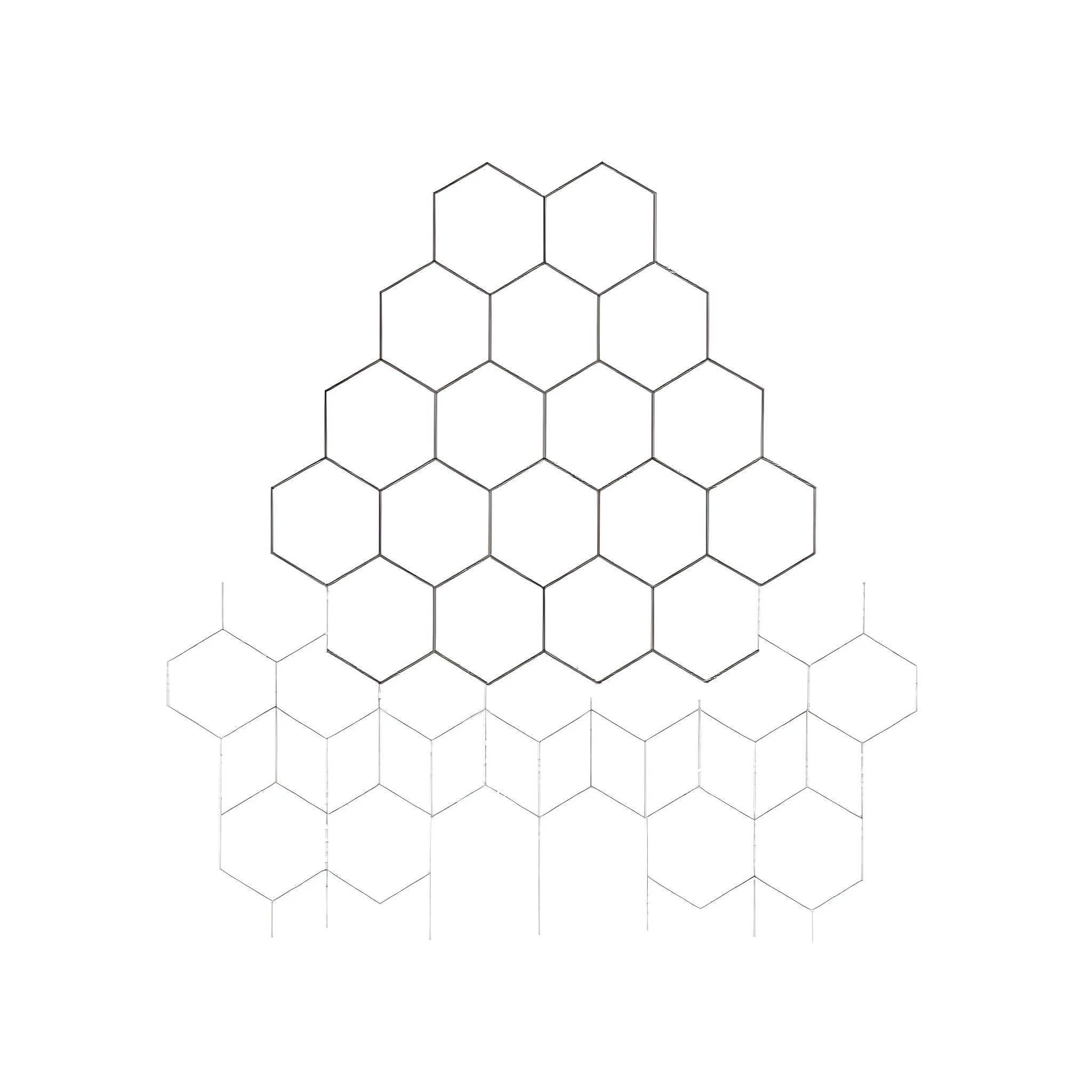 Hexagon pattern of interconnected shapes Coloring Page (free black-and-white line drawing printable PDF for all, from beginners to advanced learners, including children, teens, adults, and seniors)