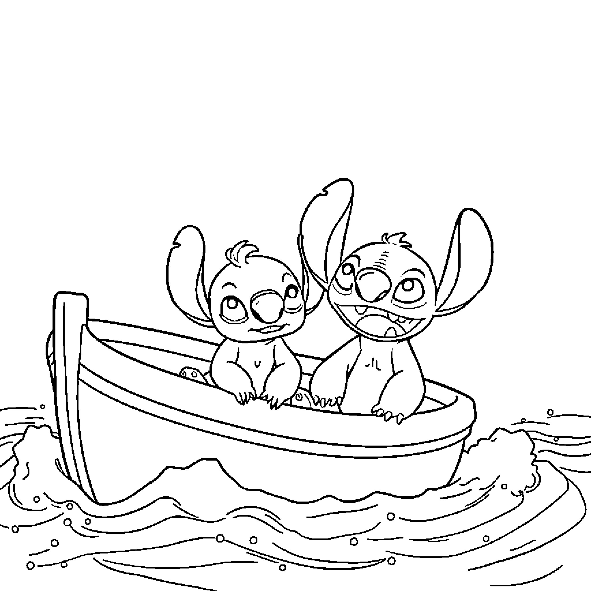 Rapunzel and Friends Enjoying a Boat Ride Coloring Page (free black-and-white line drawing printable PDF for all, from beginners to advanced learners, including children, teens, adults, and seniors)