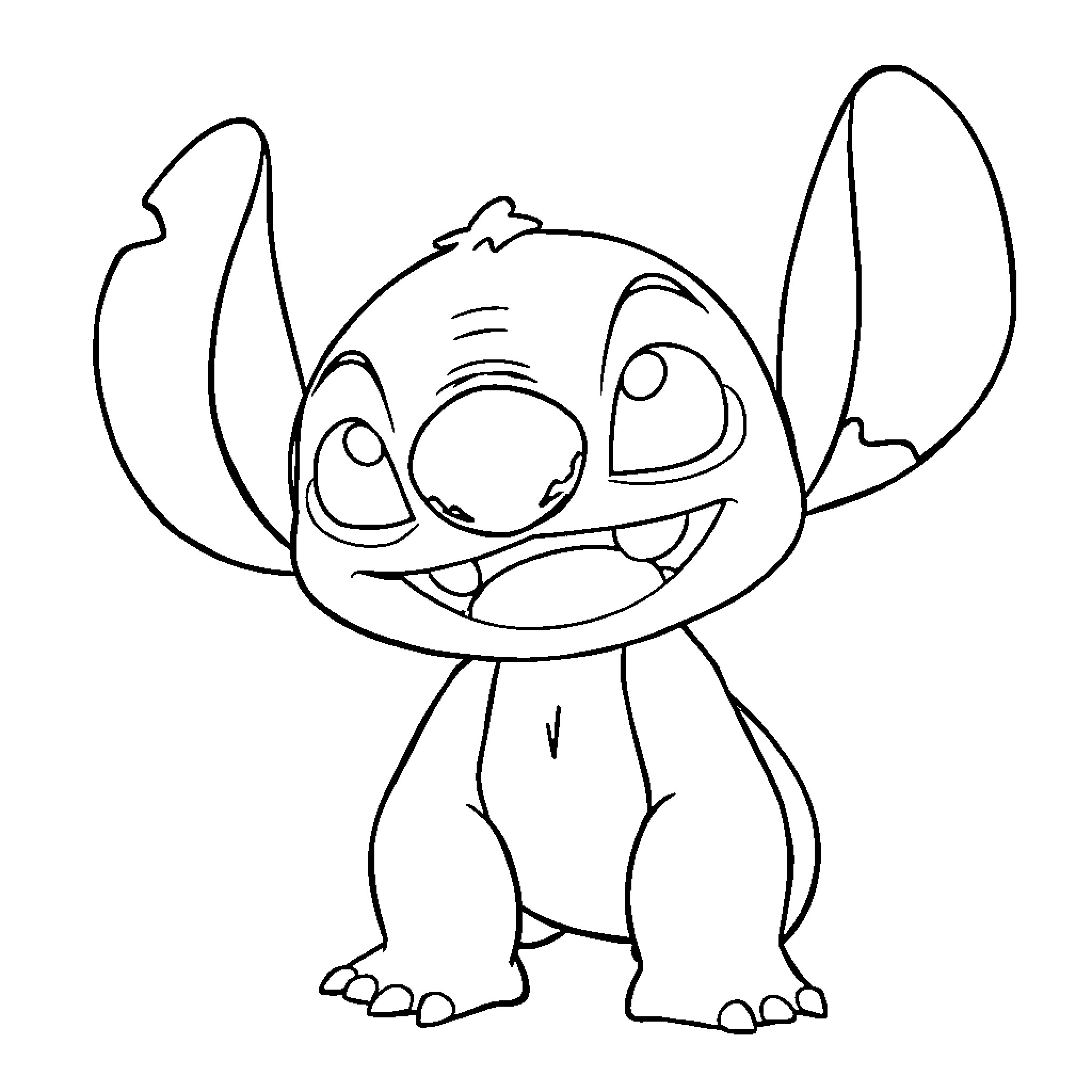 Stitch making a silly expression Coloring Page (free black-and-white line drawing printable PDF for all, from beginners to advanced learners, including children, teens, adults, and seniors)