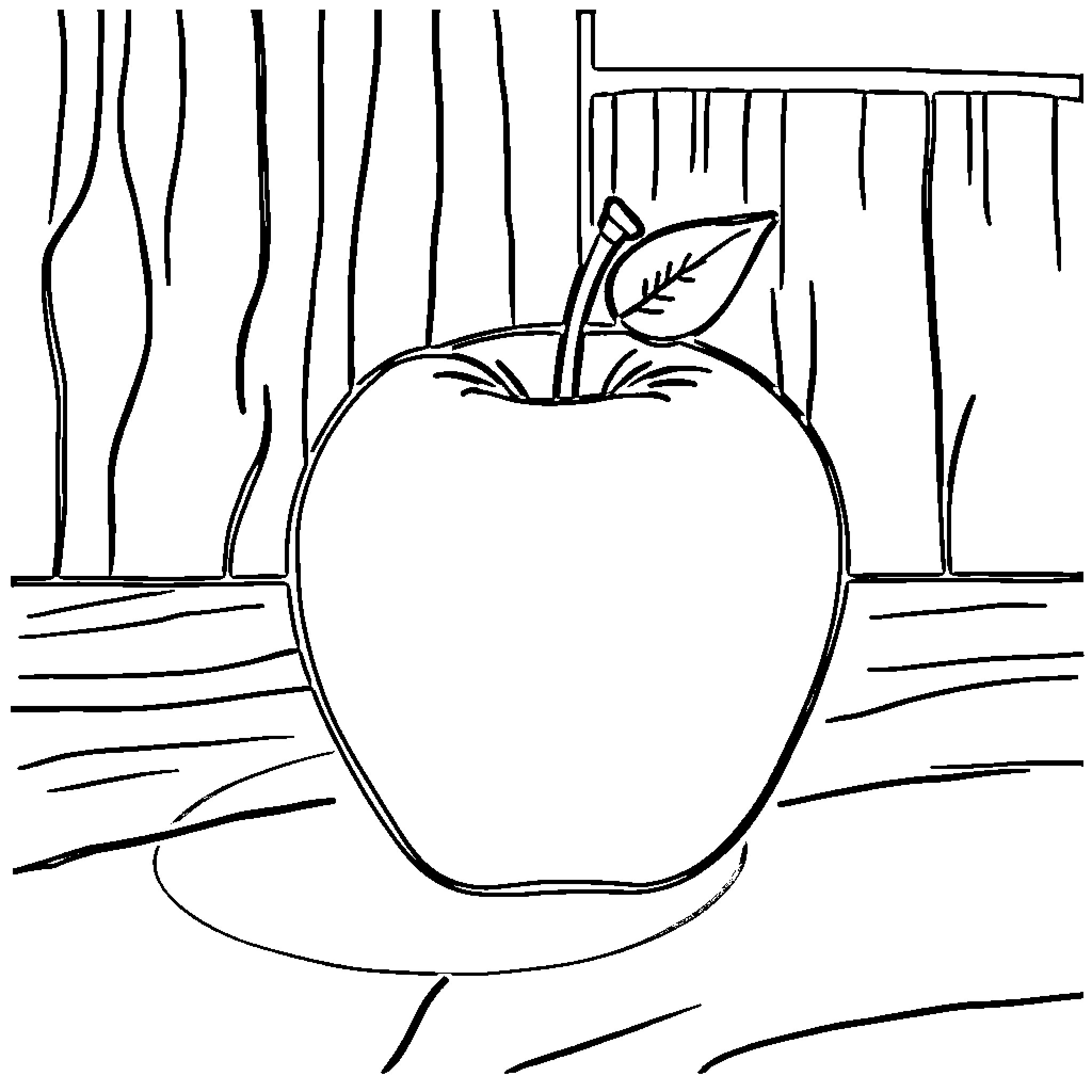 Apple coloring page with simple geometric shapes Coloring Page (free black-and-white line drawing printable PDF for all, from beginners to advanced learners, including children, teens, adults, and seniors)