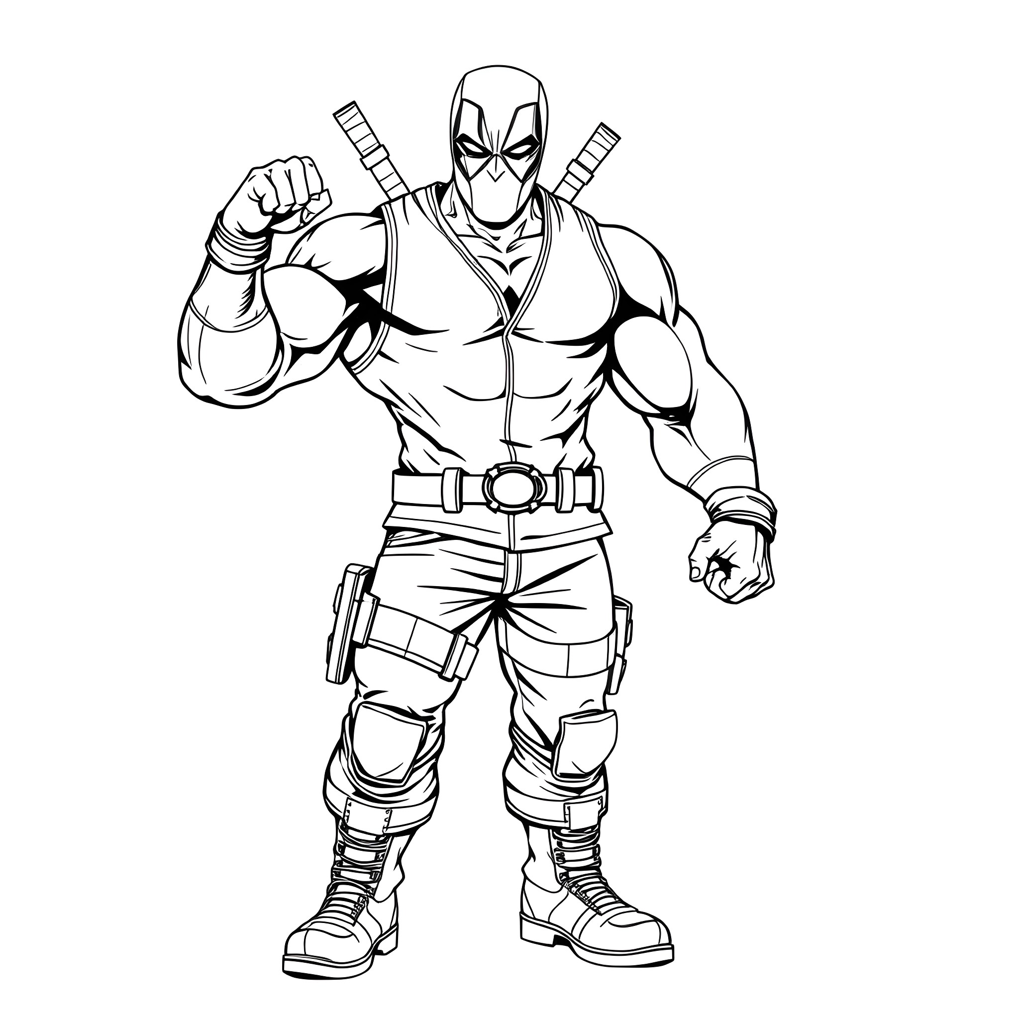 Hulk superhero in combat stance ready for action Coloring Page (free black-and-white line drawing printable PDF for all, from beginners to advanced learners, including children, teens, adults, and seniors)