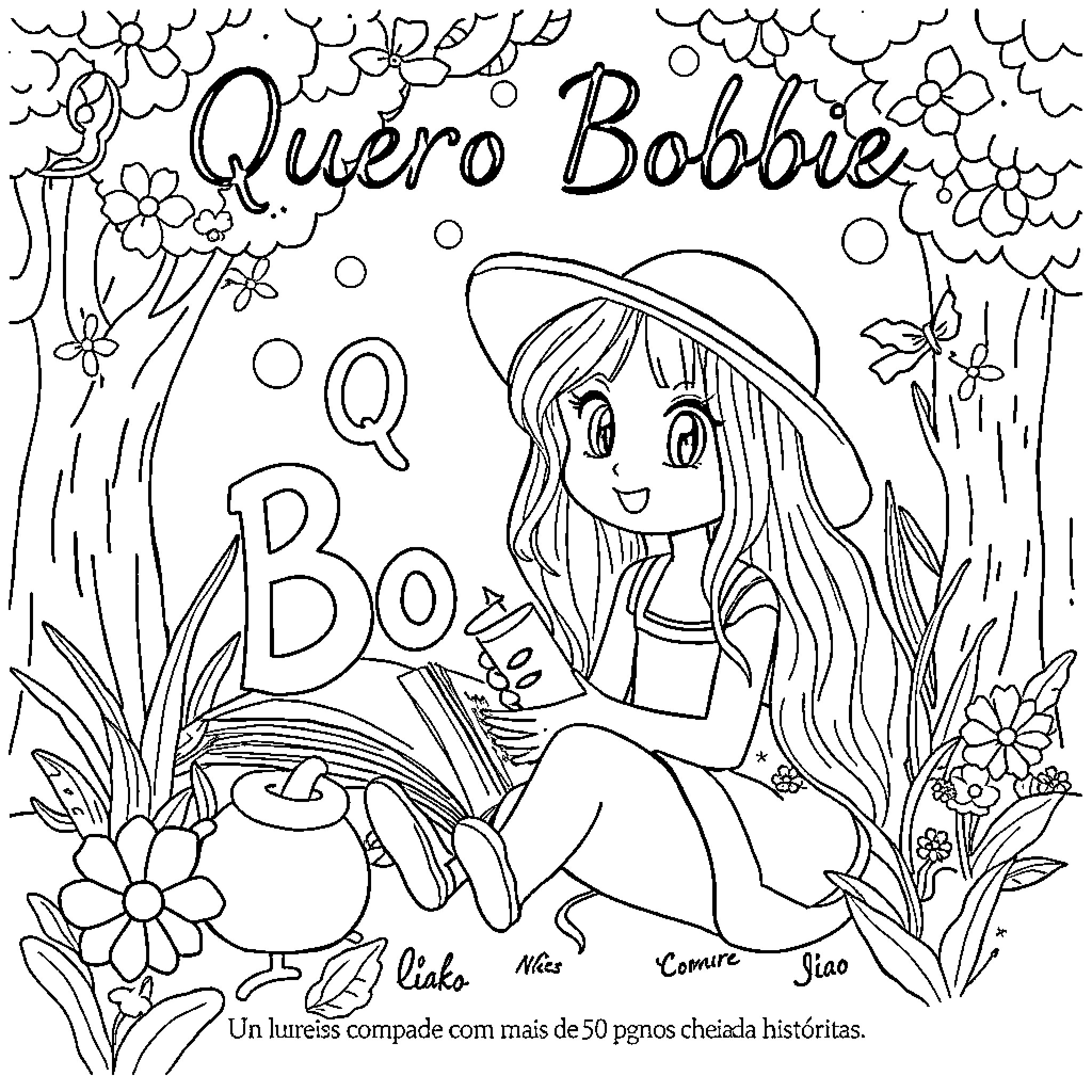 Bobbie's Imaginative Adventure in Nature Coloring Page (free black-and-white line drawing printable PDF for all, from beginners to advanced learners, including children, teens, adults, and seniors)