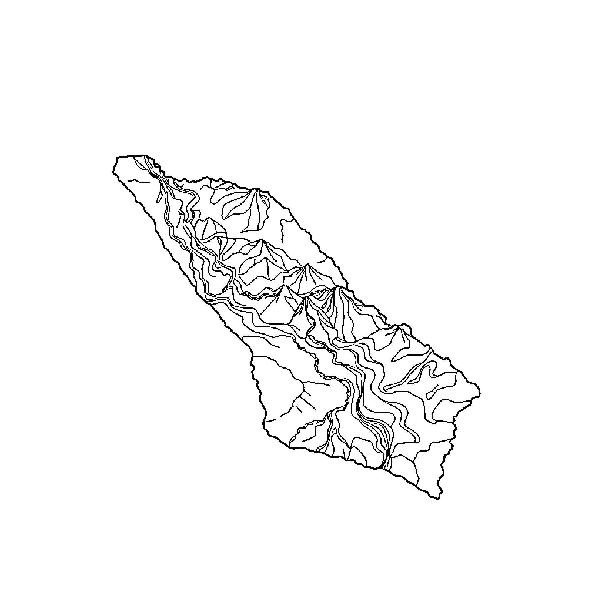 Mapa of rugged mountainous terrain Coloring Page (free black-and-white line drawing printable PDF for all, from beginners to advanced learners, including children, teens, adults, and seniors)