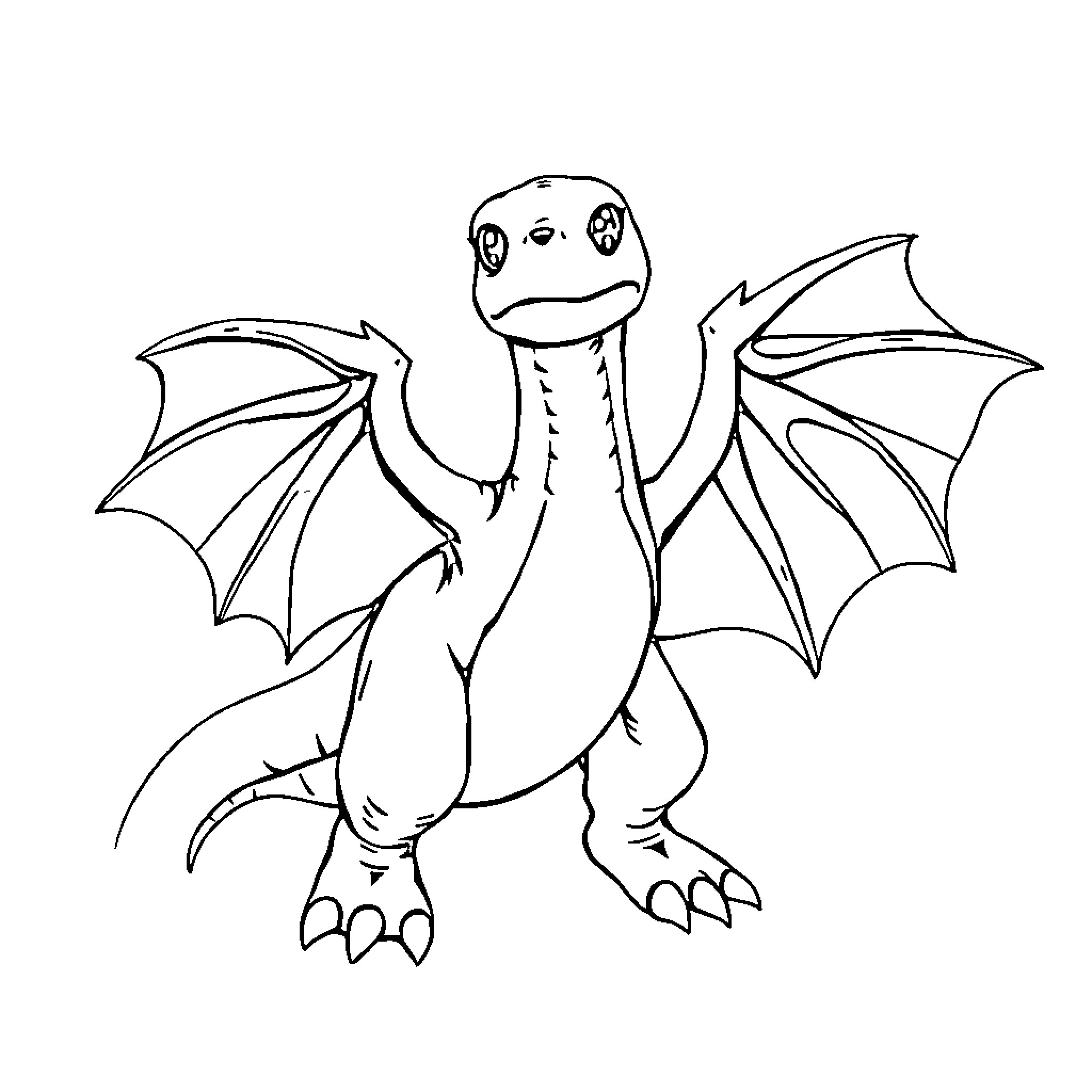 Pterodactyl flying enthusiastically in the air Coloring Page (free black-and-white line drawing printable PDF for all, from beginners to advanced learners, including children, teens, adults, and seniors)