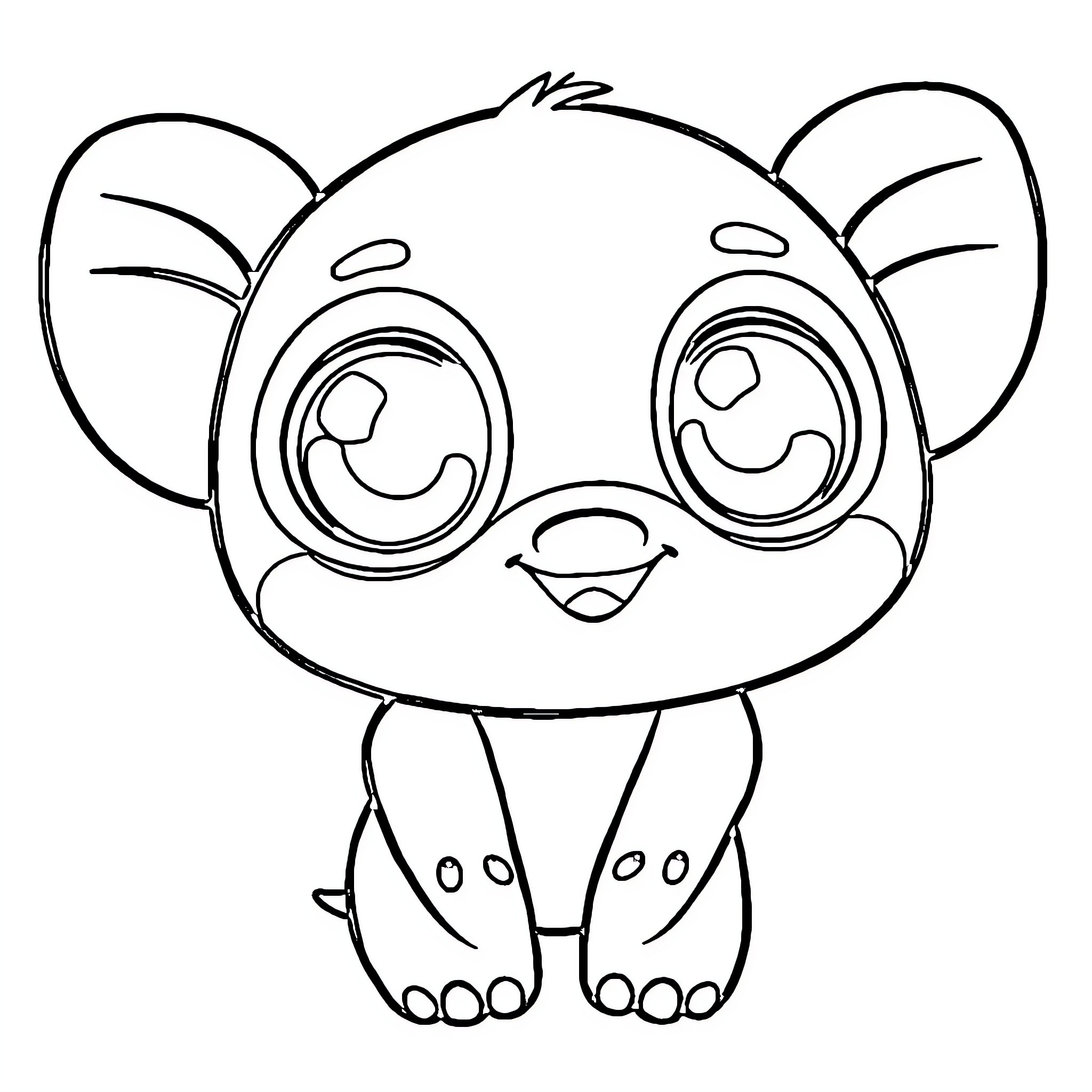 Labubu's Delighted Expression Coloring Page (free black-and-white line drawing printable PDF for all, from beginners to advanced learners, including children, teens, adults, and seniors)