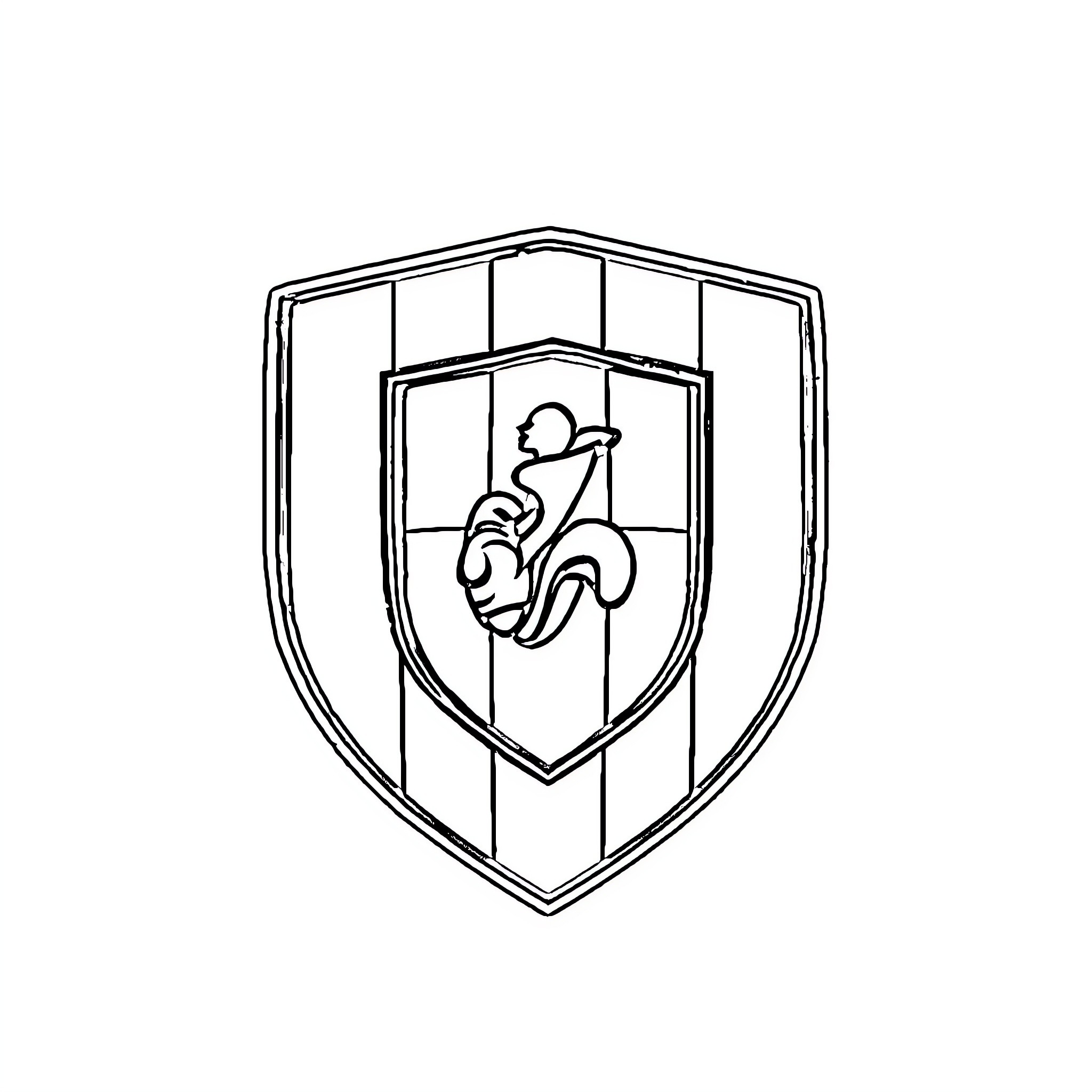 Rugby Crest with Player Emblem Coloring Page (free black-and-white line drawing printable PDF for all, from beginners to advanced learners, including children, teens, adults, and seniors)