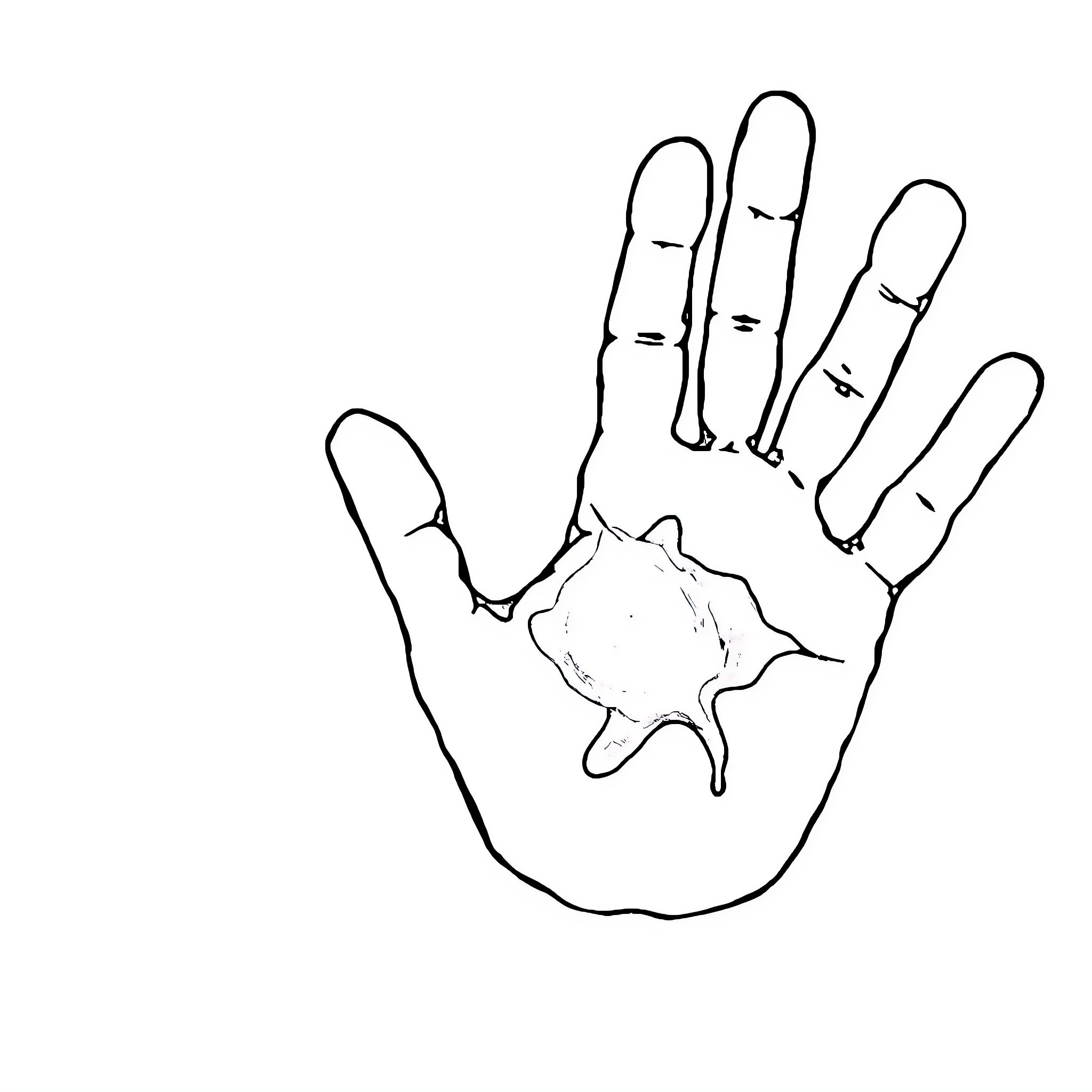 Turkey hand outline with ink blot Coloring Page (free black-and-white line drawing printable PDF for all, from beginners to advanced learners, including children, teens, adults, and seniors)