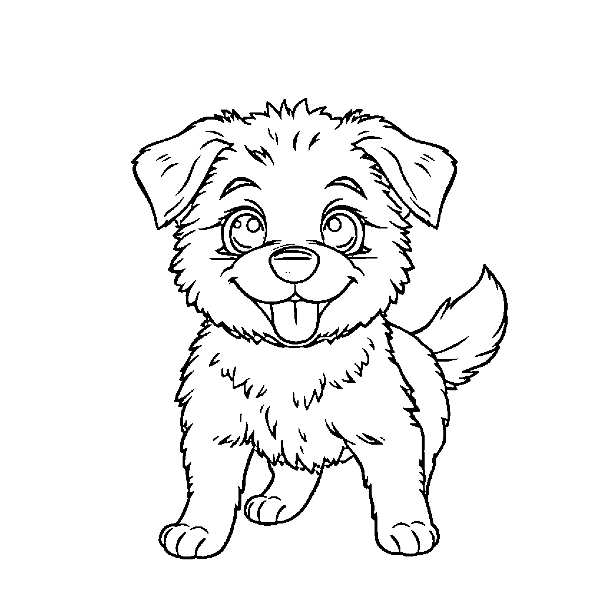 Dog with a playful expression Coloring Page (free black-and-white line drawing printable PDF for all, from beginners to advanced learners, including children, teens, adults, and seniors)