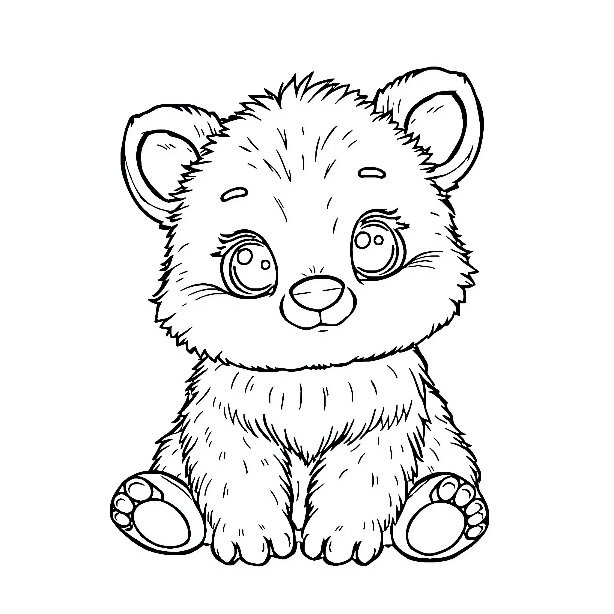 Animal Sitting Adorably Coloring Page (free black-and-white line drawing printable PDF for all, from beginners to advanced learners, including children, teens, adults, and seniors)