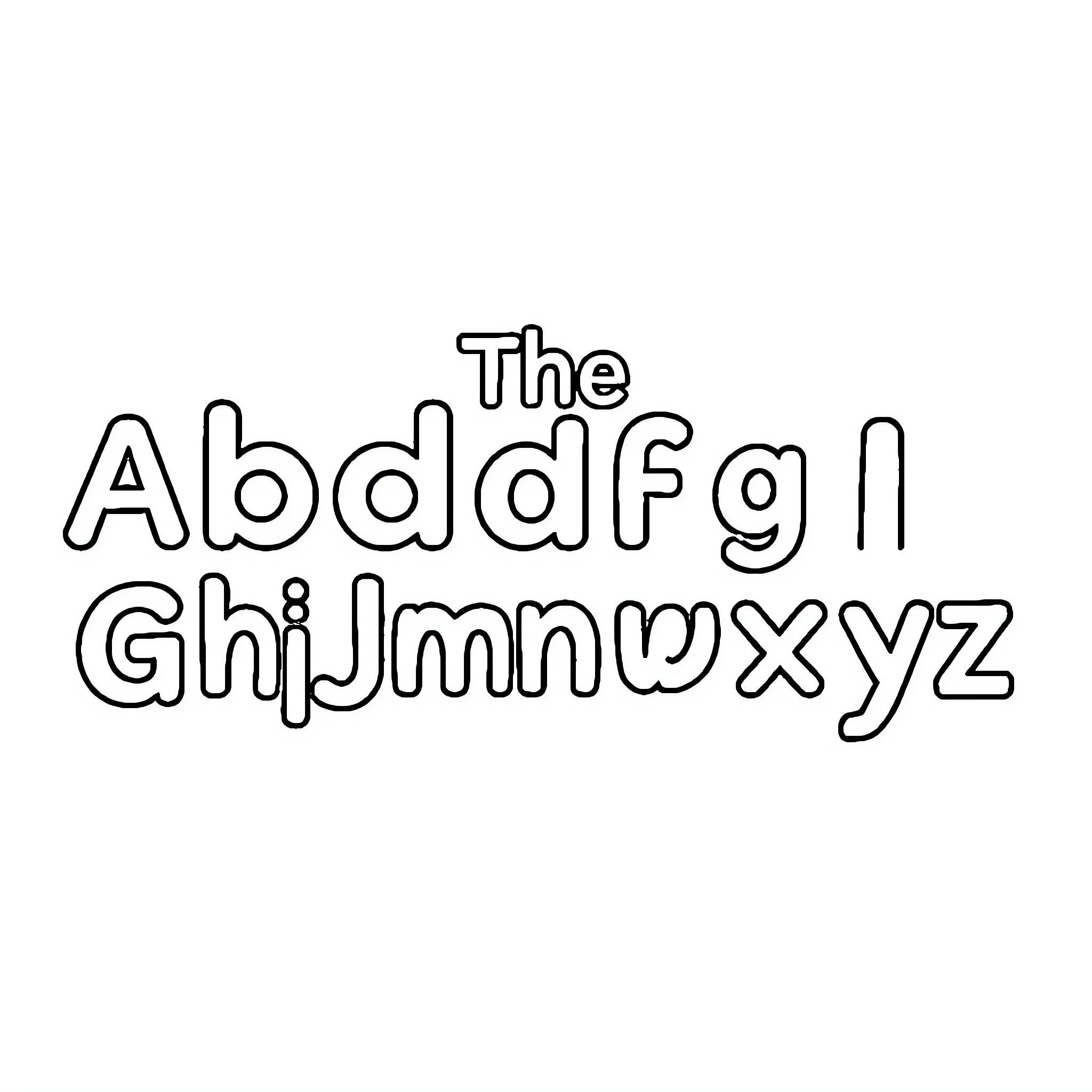 Alphabet letters in playful outline form Coloring Page (free black-and-white line drawing printable PDF for all, from beginners to advanced learners, including children, teens, adults, and seniors)