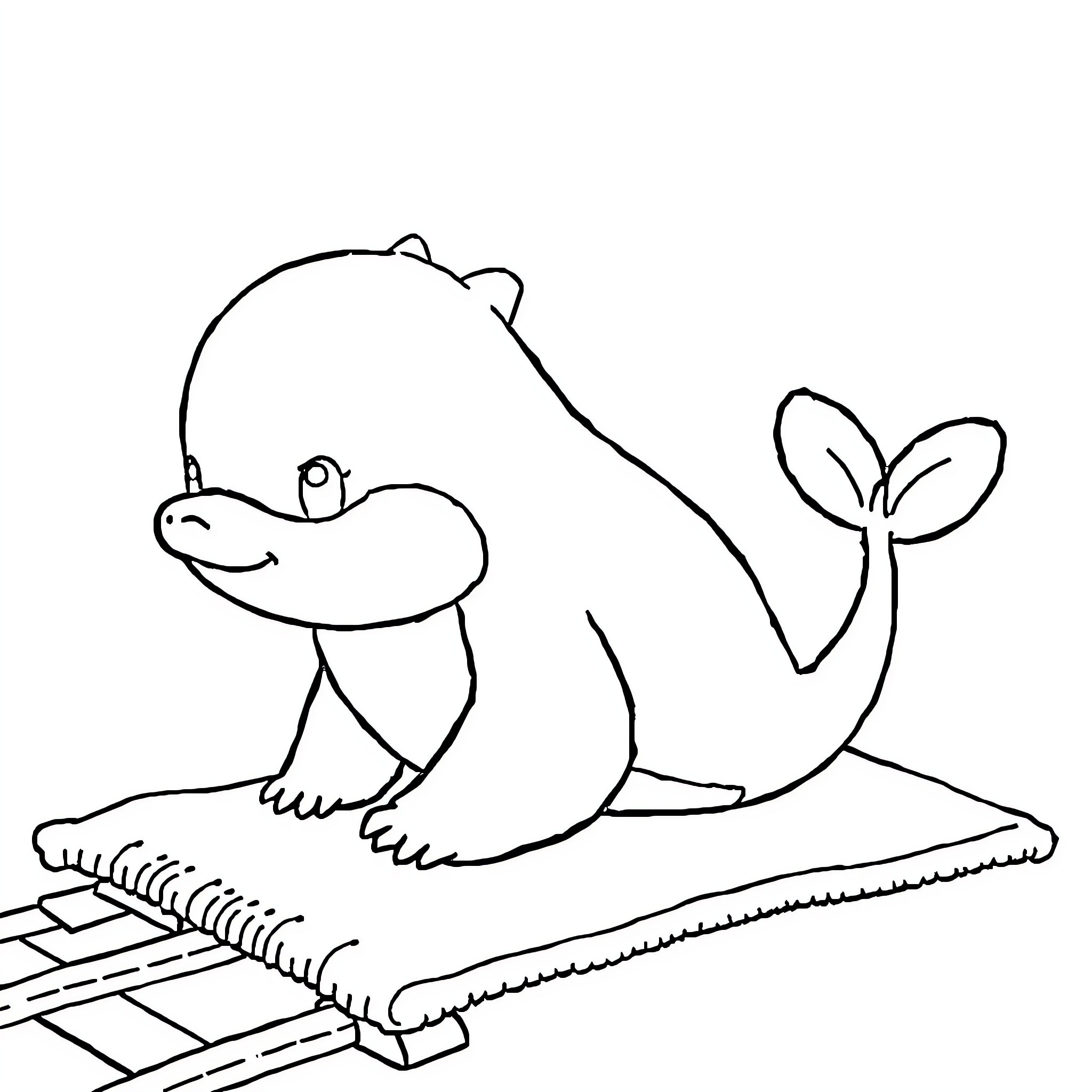Pug relaxing on bamboo mat Coloring Page (free black-and-white line drawing printable PDF for all, from beginners to advanced learners, including children, teens, adults, and seniors)
