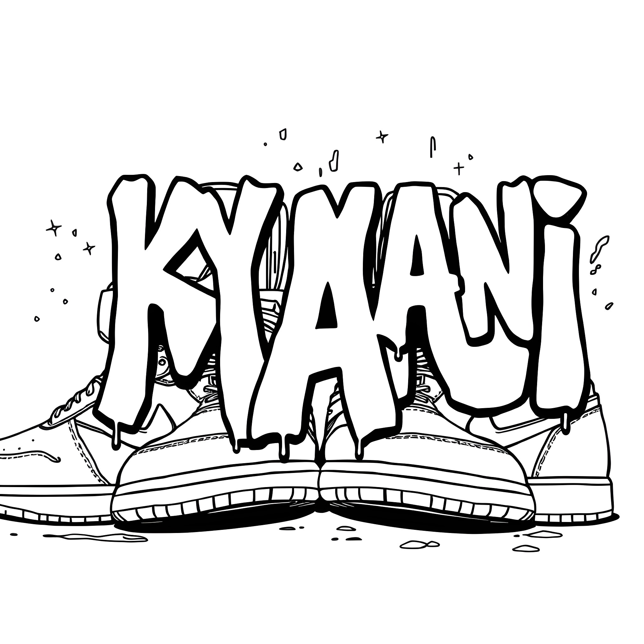 Ky Mani's artistic footwear Coloring Page (free black-and-white line drawing printable PDF for all, from beginners to advanced learners, including children, teens, adults, and seniors)