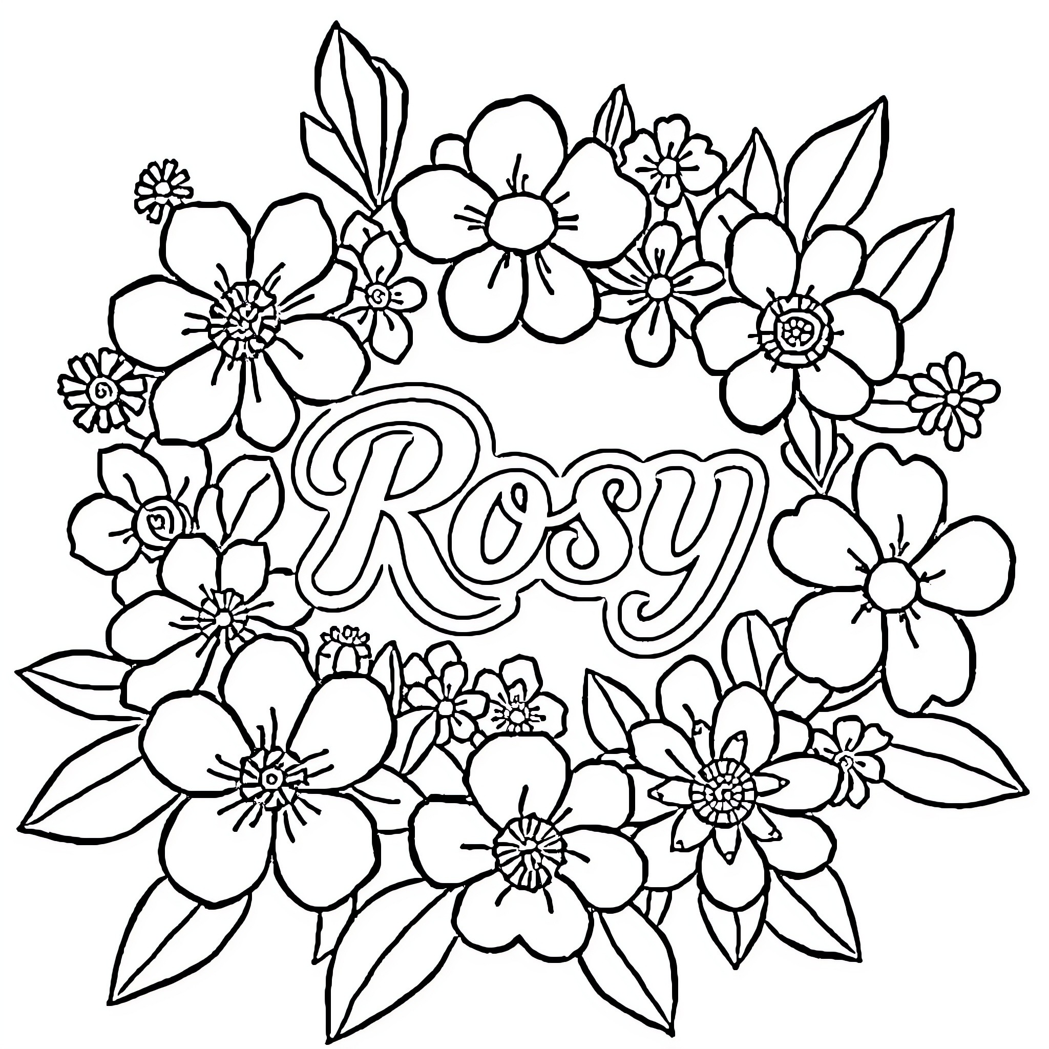 Logo with stylized floral design Coloring Page (free black-and-white line drawing printable PDF for all, from beginners to advanced learners, including children, teens, adults, and seniors)