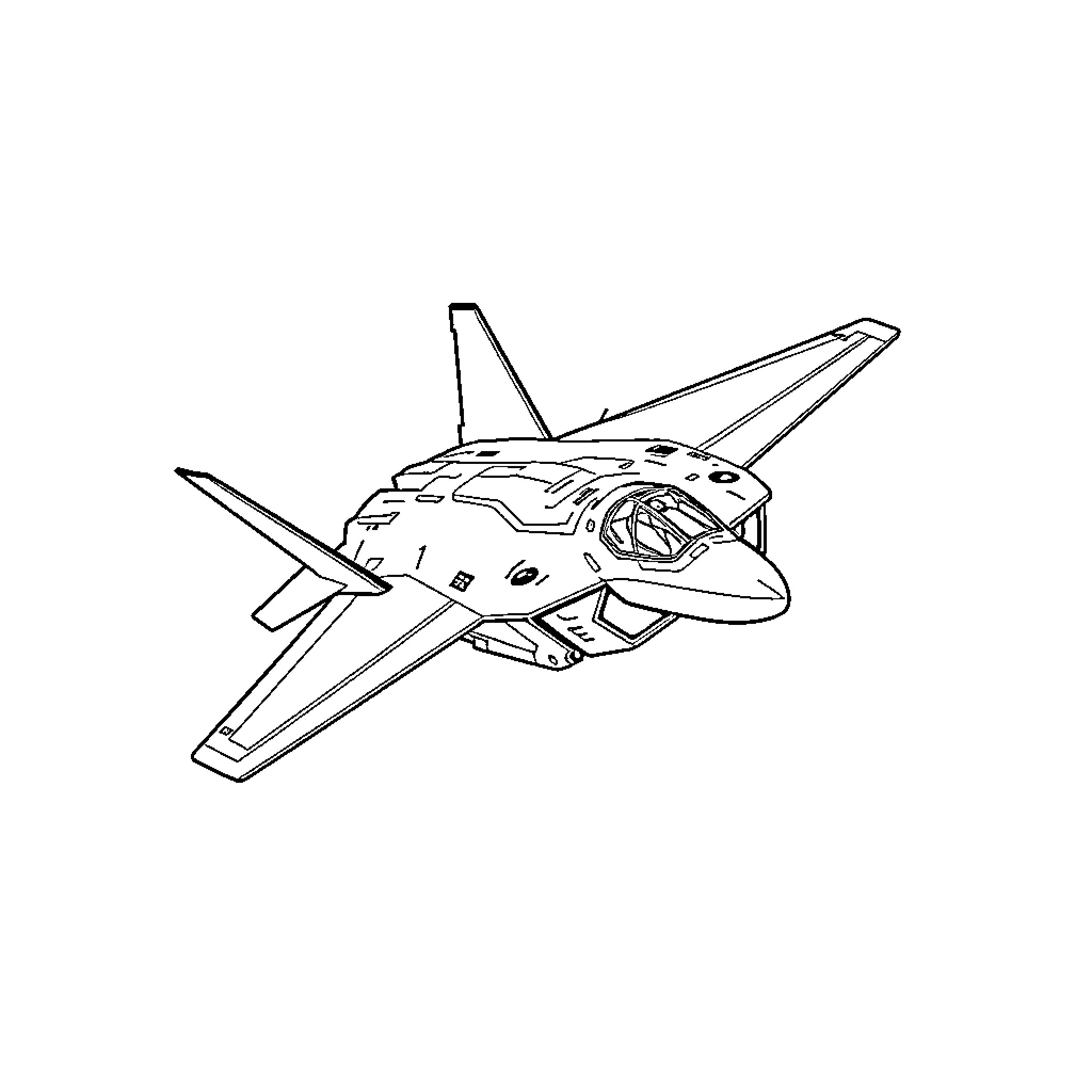 F-35A fighter jet in flight Coloring Page (free black-and-white line drawing printable PDF for all, from beginners to advanced learners, including children, teens, adults, and seniors)