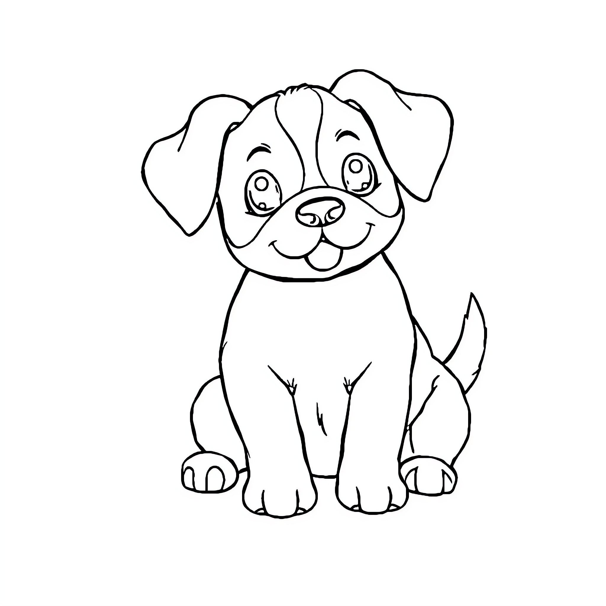 Dog enjoying a happy moment Coloring Page (free black-and-white line drawing printable PDF for all, from beginners to advanced learners, including children, teens, adults, and seniors)