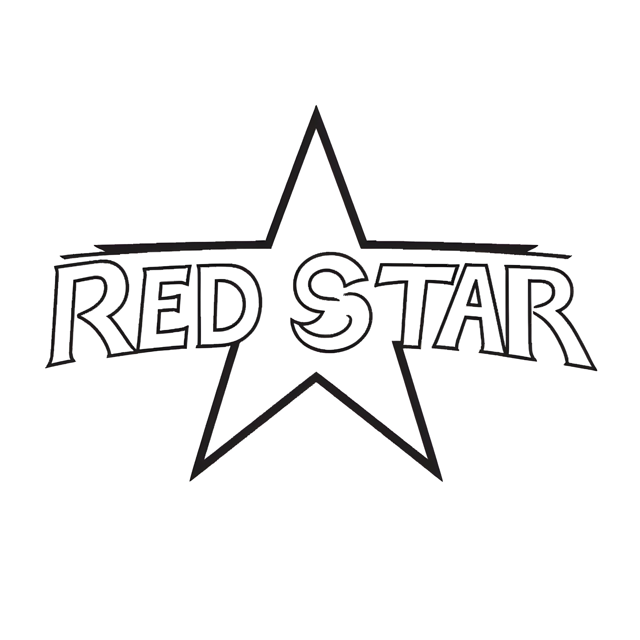 Star with Red Star text Coloring Page (free black-and-white line drawing printable PDF for all, from beginners to advanced learners, including children, teens, adults, and seniors)