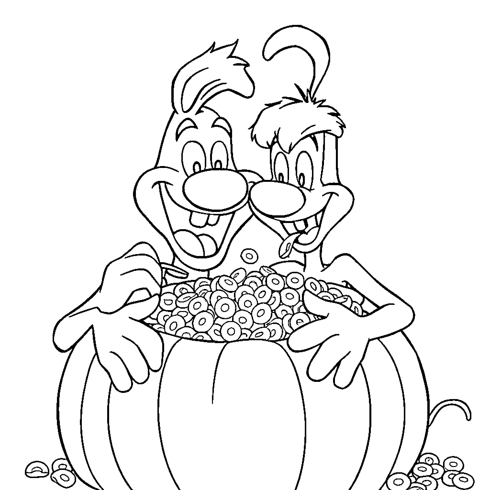 Shaggy 2 Dope holding a basket of flowers Coloring Page (free black-and-white line drawing printable PDF for all, from beginners to advanced learners, including children, teens, adults, and seniors)