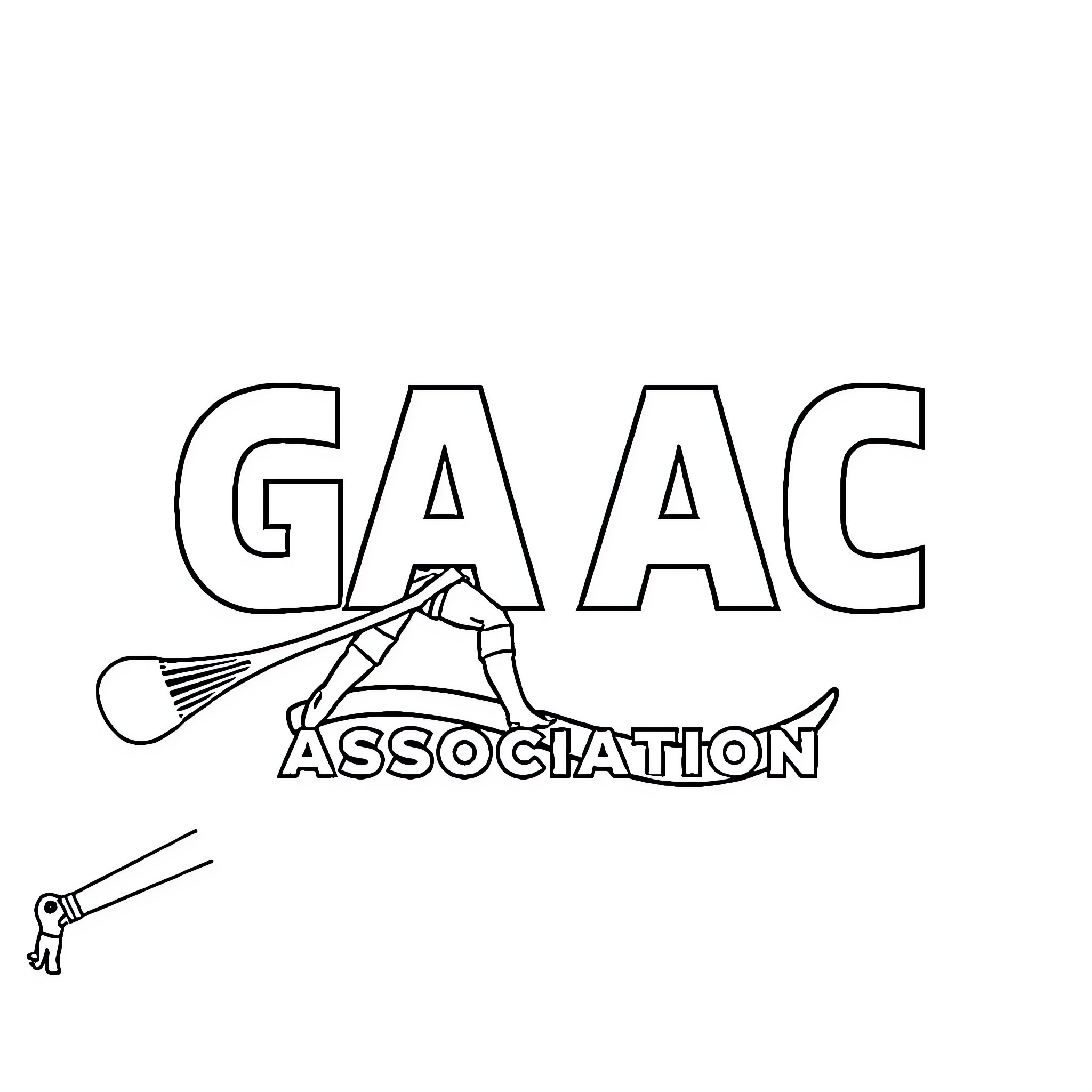 Gaelic Athletic Association logo with sports equipment Coloring Page (free black-and-white line drawing printable PDF for all, from beginners to advanced learners, including children, teens, adults, and seniors)