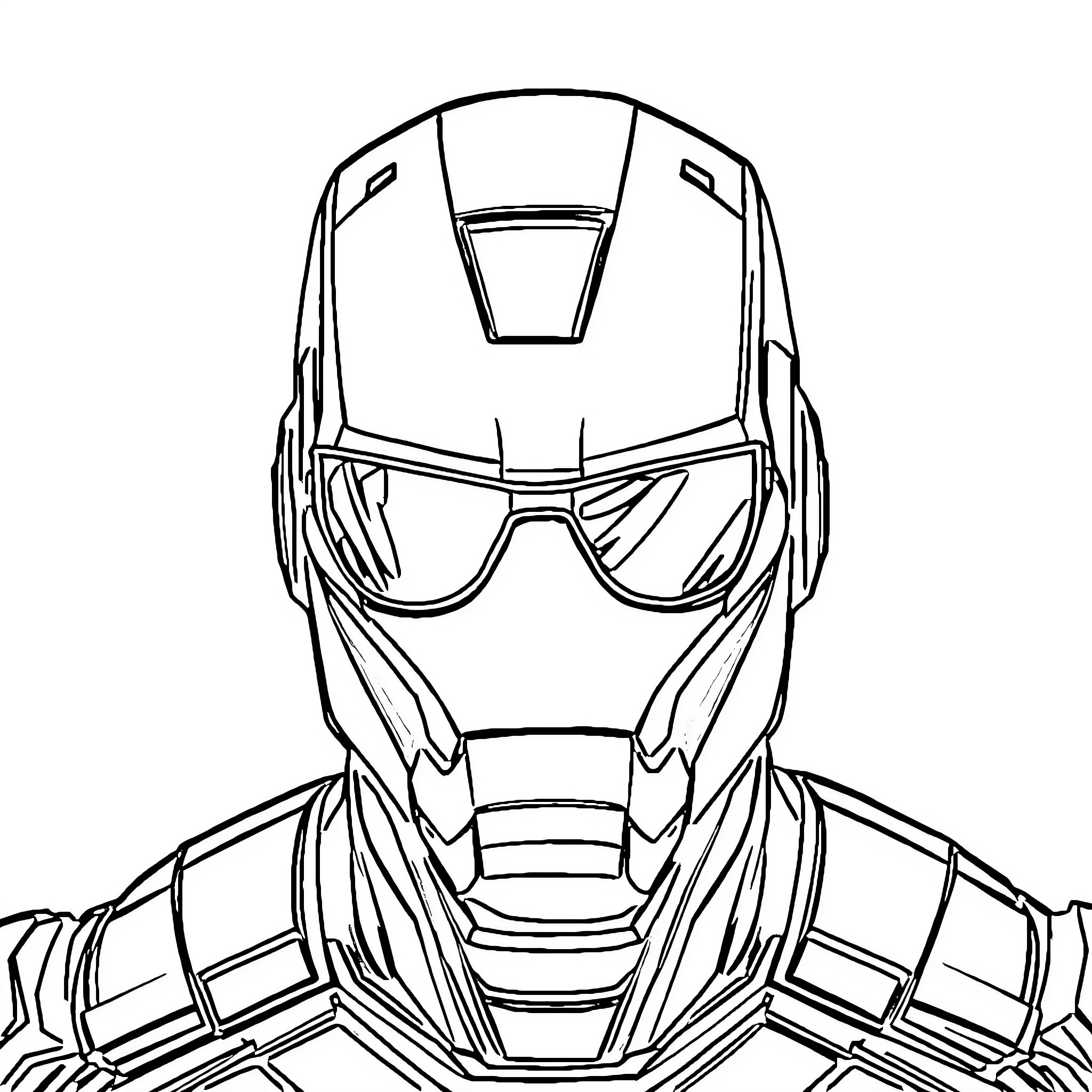 Ironman in Heroic Pose Coloring Page (free black-and-white line drawing printable PDF for all, from beginners to advanced learners, including children, teens, adults, and seniors)