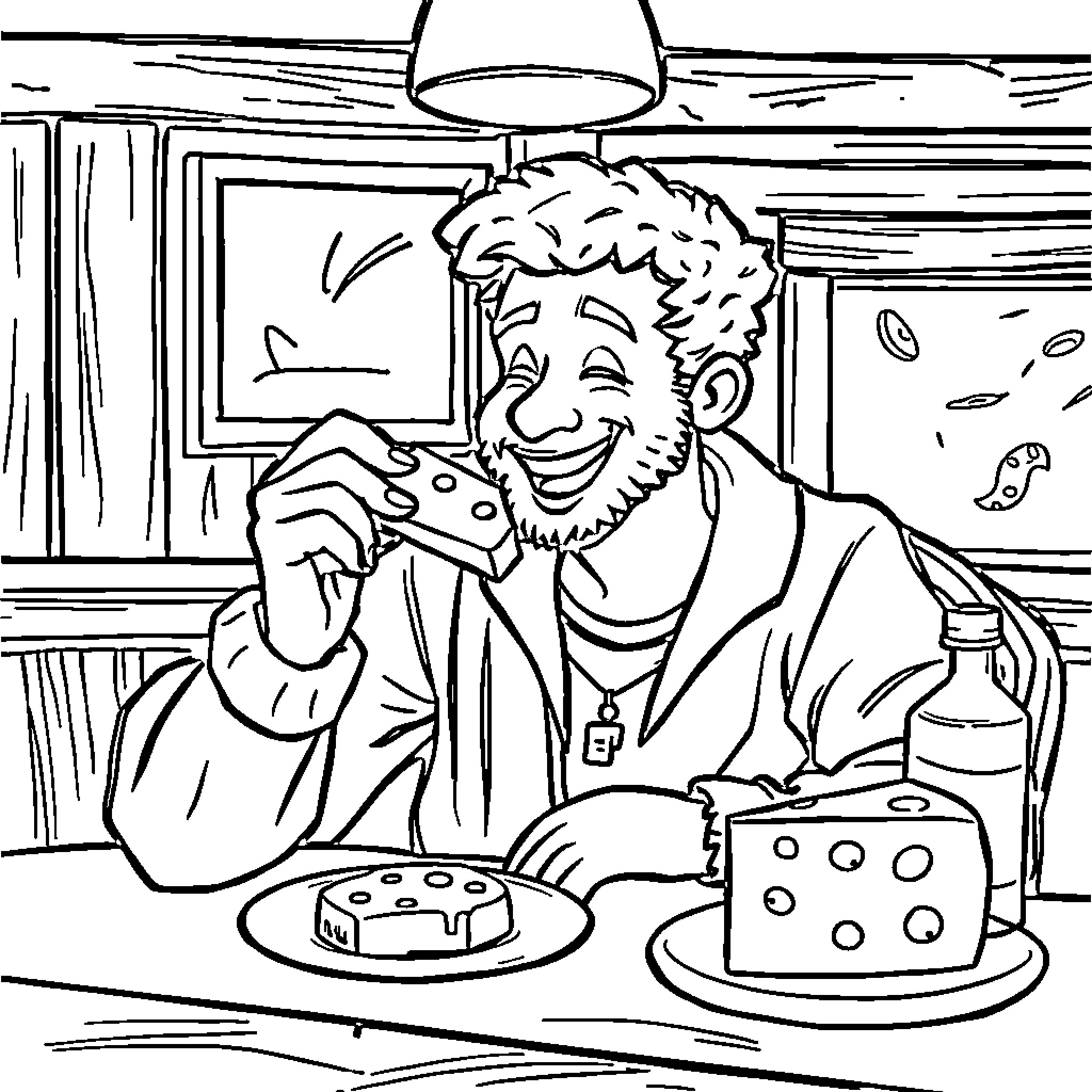 Justin Jefferson enjoying a delightful meal Coloring Page (free black-and-white line drawing printable PDF for all, from beginners to advanced learners, including children, teens, adults, and seniors)