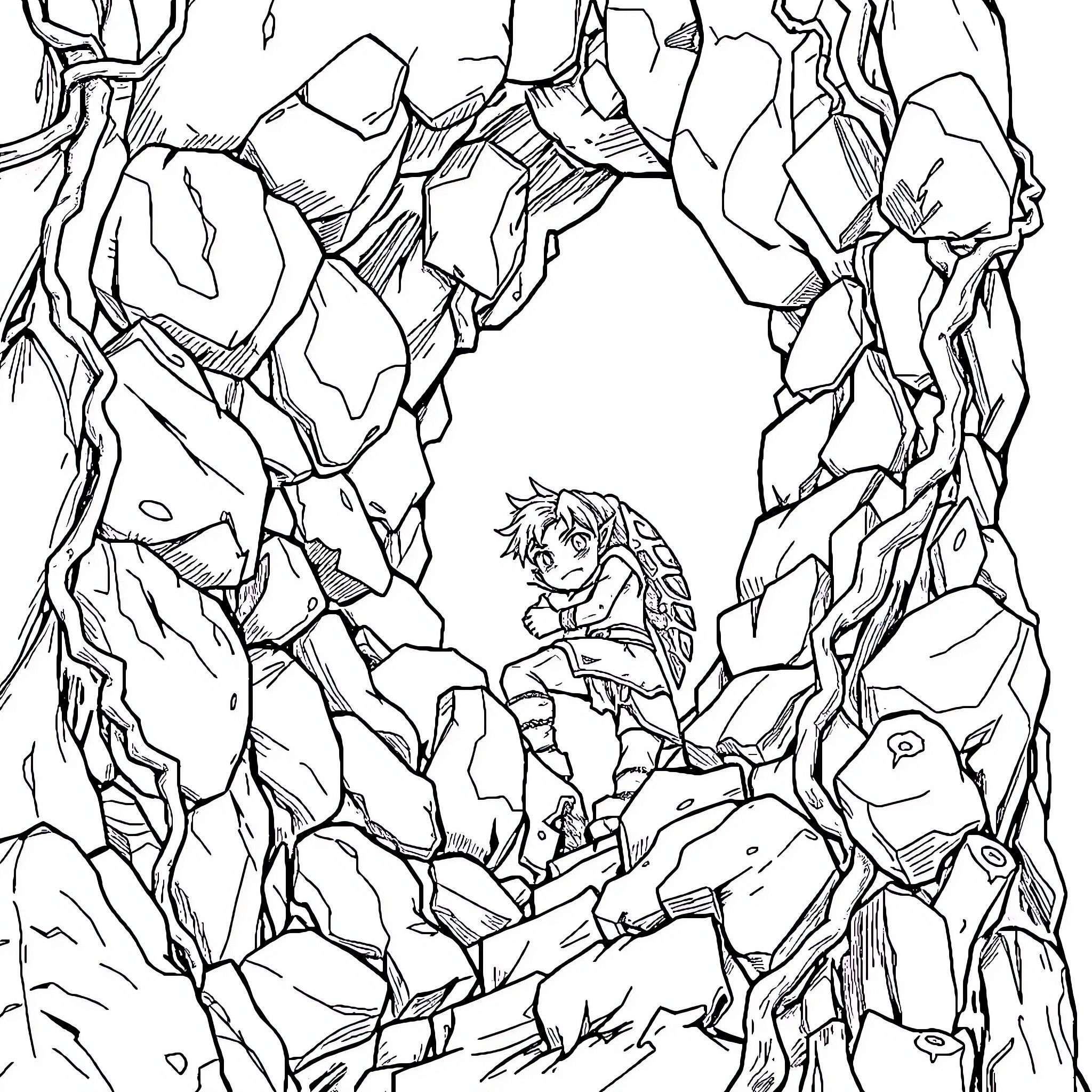 Link Exploring the Rugged Terrain Coloring Page (free black-and-white line drawing printable PDF for all, from beginners to advanced learners, including children, teens, adults, and seniors)