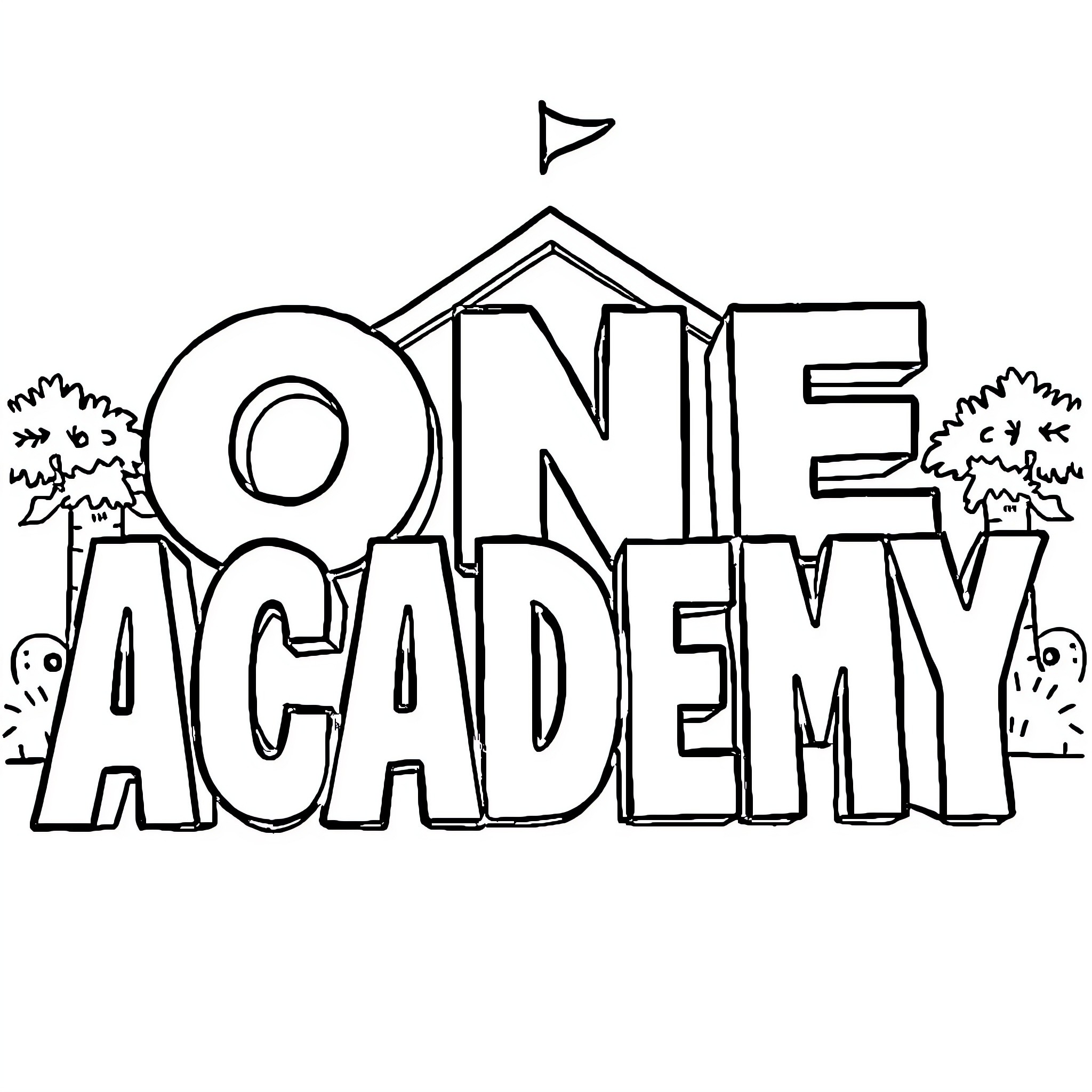 Letter about One Academy Coloring Page (free black-and-white line drawing printable PDF for all, from beginners to advanced learners, including children, teens, adults, and seniors)