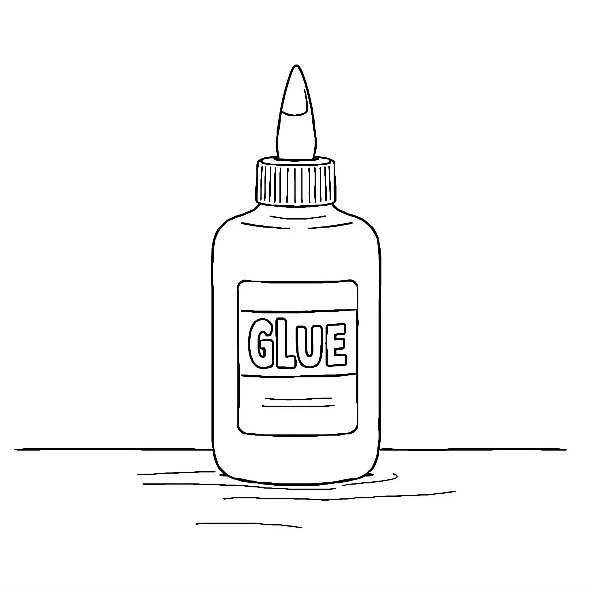 Glue bottle on minimalist background Coloring Page (free black-and-white line drawing printable PDF for all, from beginners to advanced learners, including children, teens, adults, and seniors)