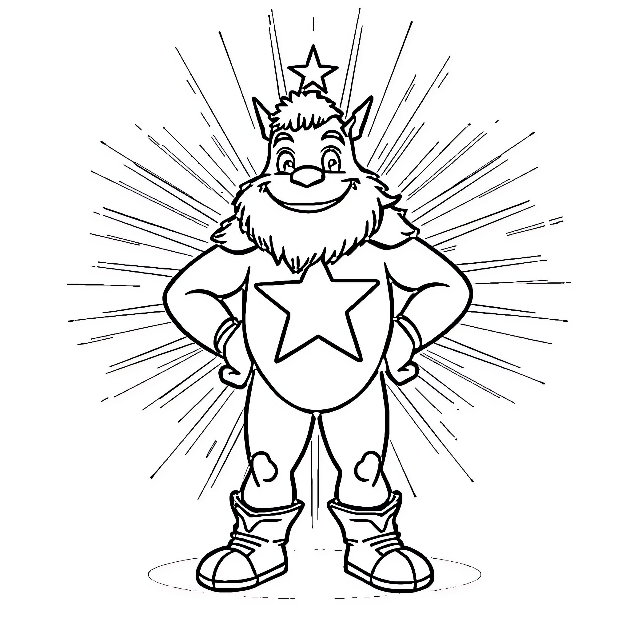 Brostar in Shining Spotlight with Star Costume Coloring Page (free black-and-white line drawing printable PDF for all, from beginners to advanced learners, including children, teens, adults, and seniors)