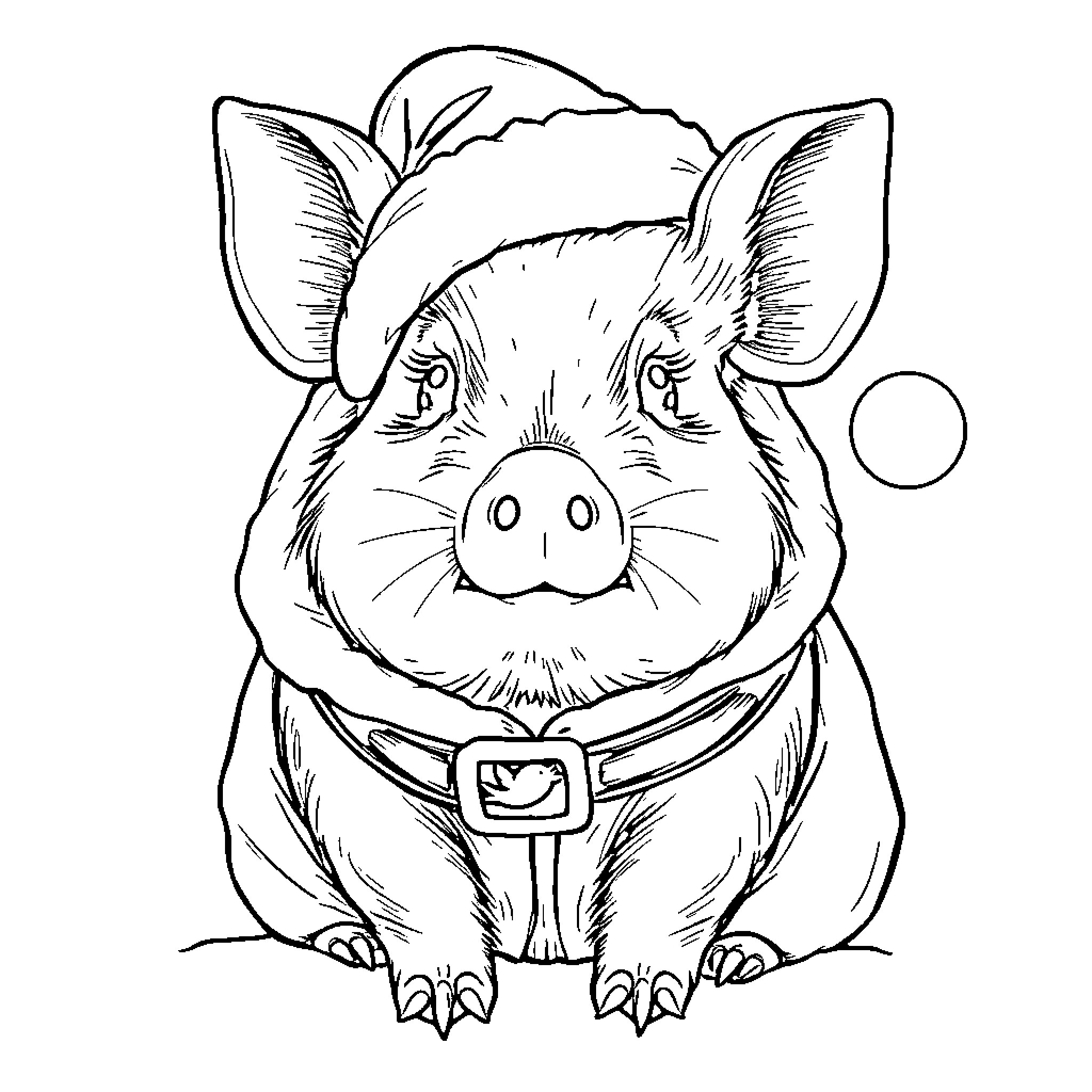 Spider-themed Piglet with Costume Coloring Page (free black-and-white line drawing printable PDF for all, from beginners to advanced learners, including children, teens, adults, and seniors)