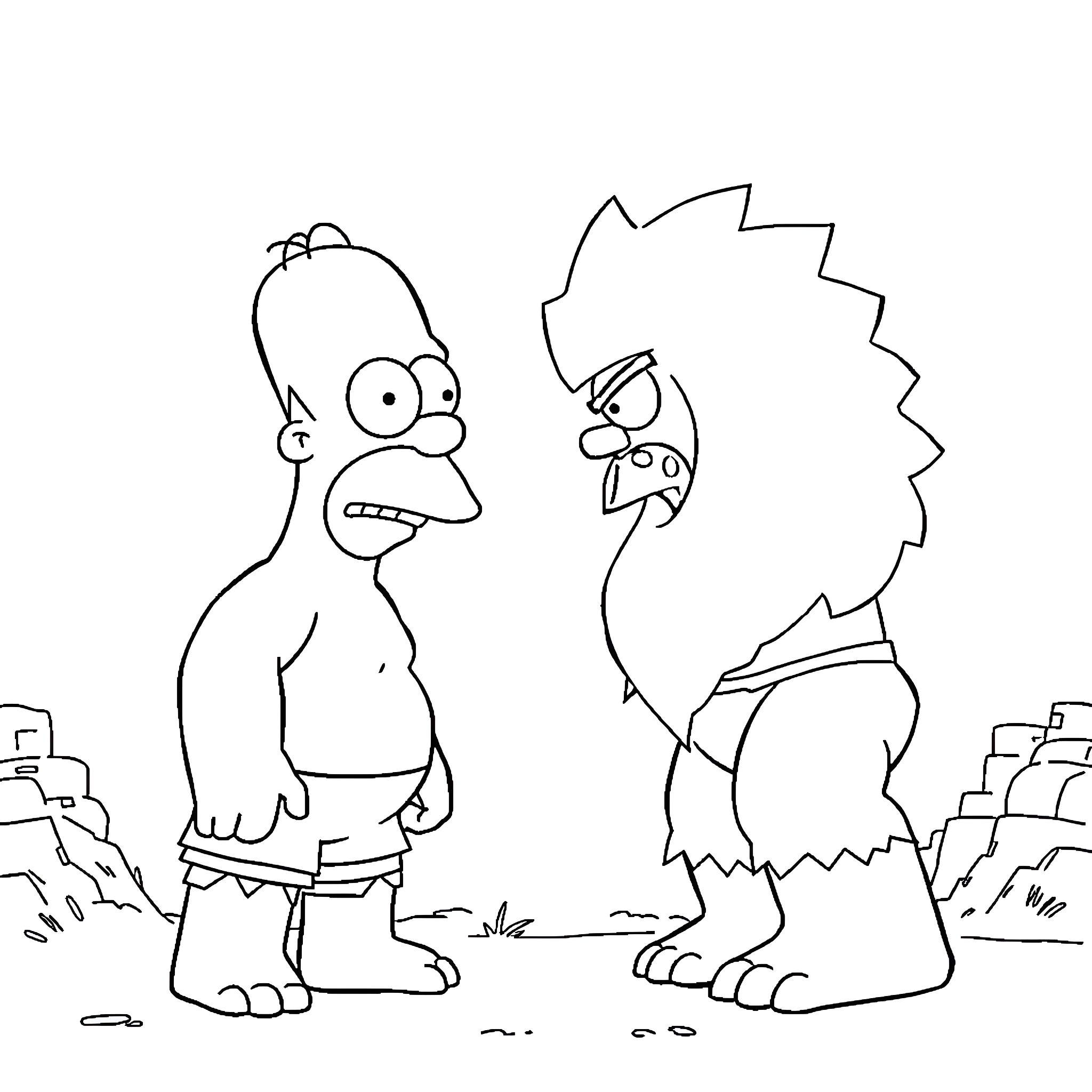 Hulk characters in a comical scene Coloring Page (free black-and-white line drawing printable PDF for all, from beginners to advanced learners, including children, teens, adults, and seniors)