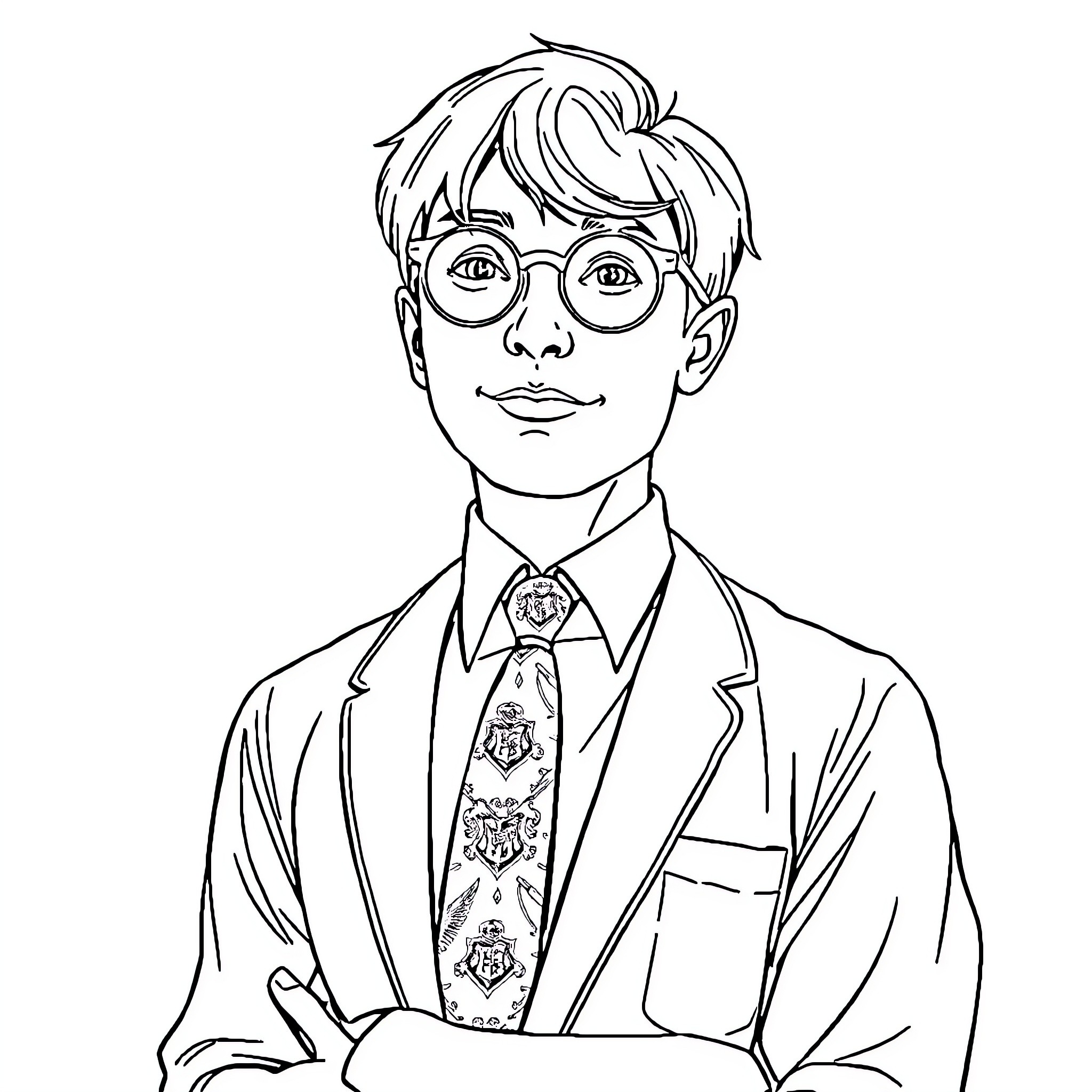 Teacher in professional attire with glasses Coloring Page (free black-and-white line drawing printable PDF for all, from beginners to advanced learners, including children, teens, adults, and seniors)
