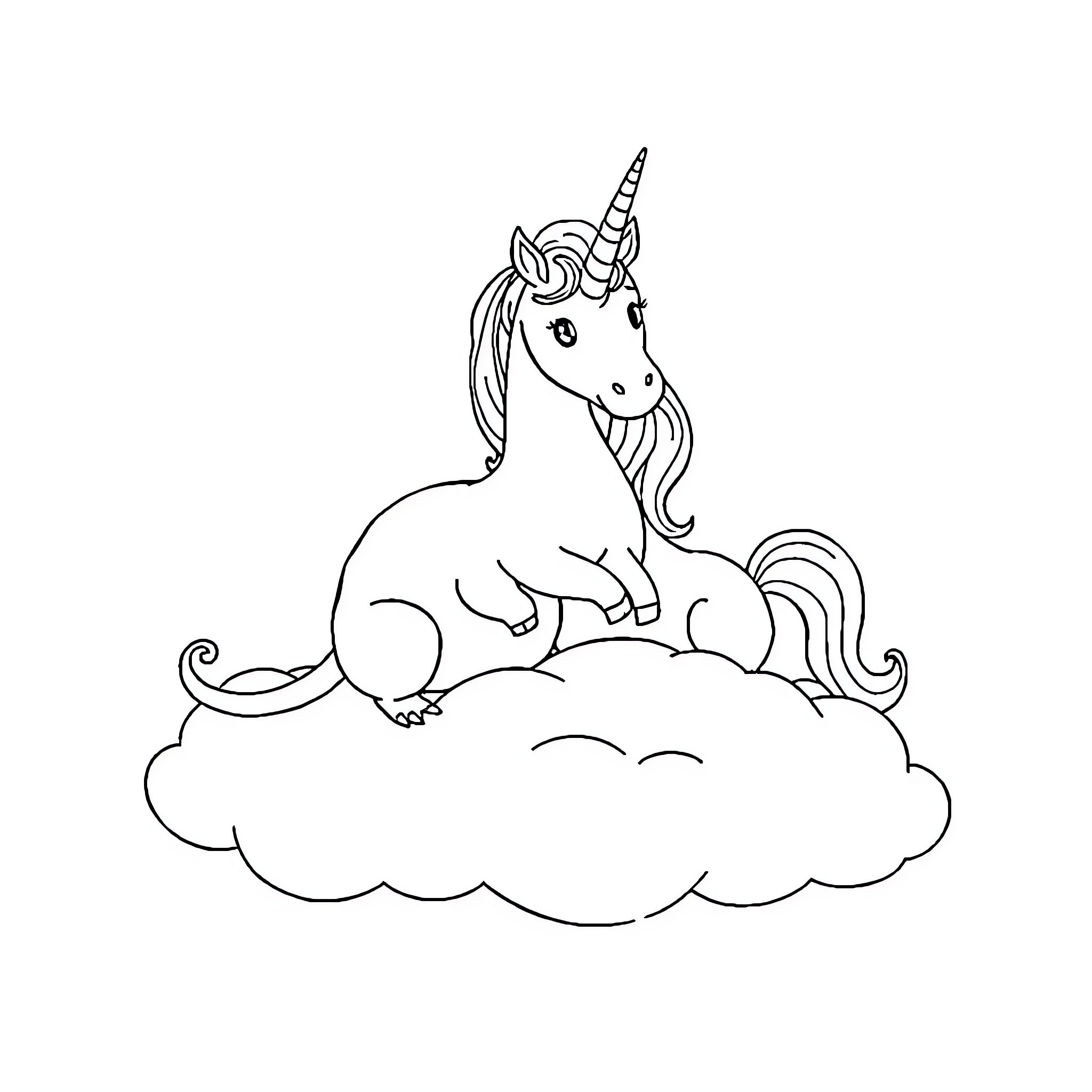 Platypus resting peacefully on a cloud Coloring Page (free black-and-white line drawing printable PDF for all, from beginners to advanced learners, including children, teens, adults, and seniors)