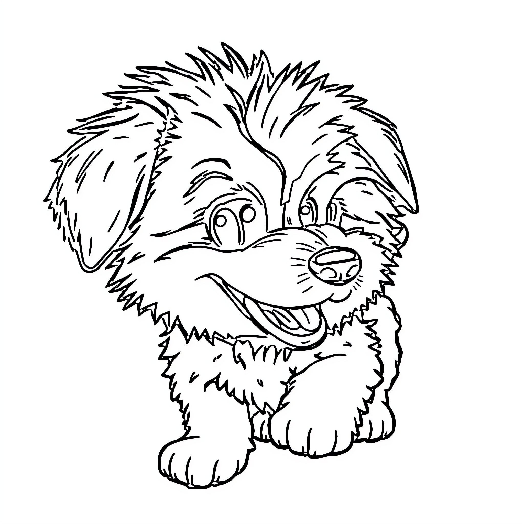 Spunki the playful puppy Coloring Page (free black-and-white line drawing printable PDF for all, from beginners to advanced learners, including children, teens, adults, and seniors)