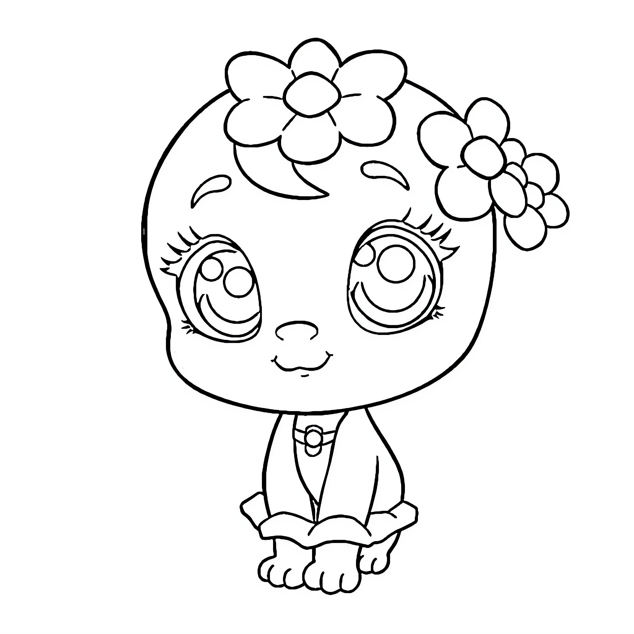 Bluey enjoying a floral headpiece Coloring Page (free black-and-white line drawing printable PDF for all, from beginners to advanced learners, including children, teens, adults, and seniors)