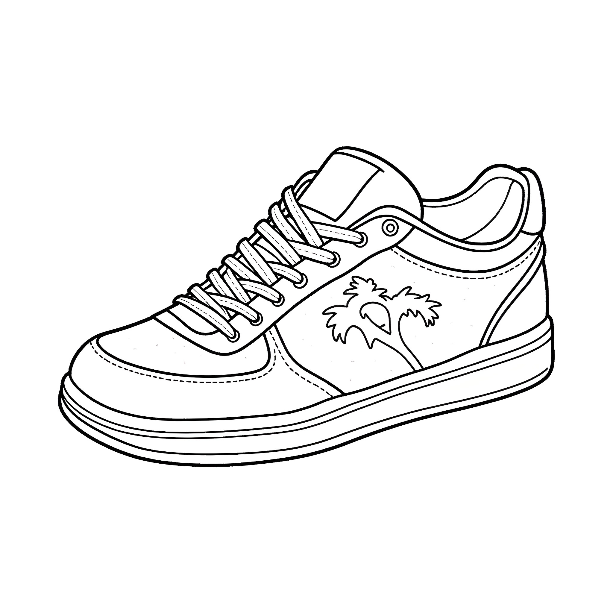 Nile Sneaker with Stylish Design Coloring Page (free black-and-white line drawing printable PDF for all, from beginners to advanced learners, including children, teens, adults, and seniors)